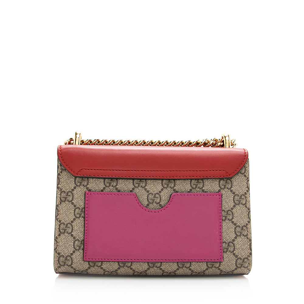 Gucci GG Supreme Padlock SHF Leather Canvas Beige Red Shoulder Bag Bag Shf
