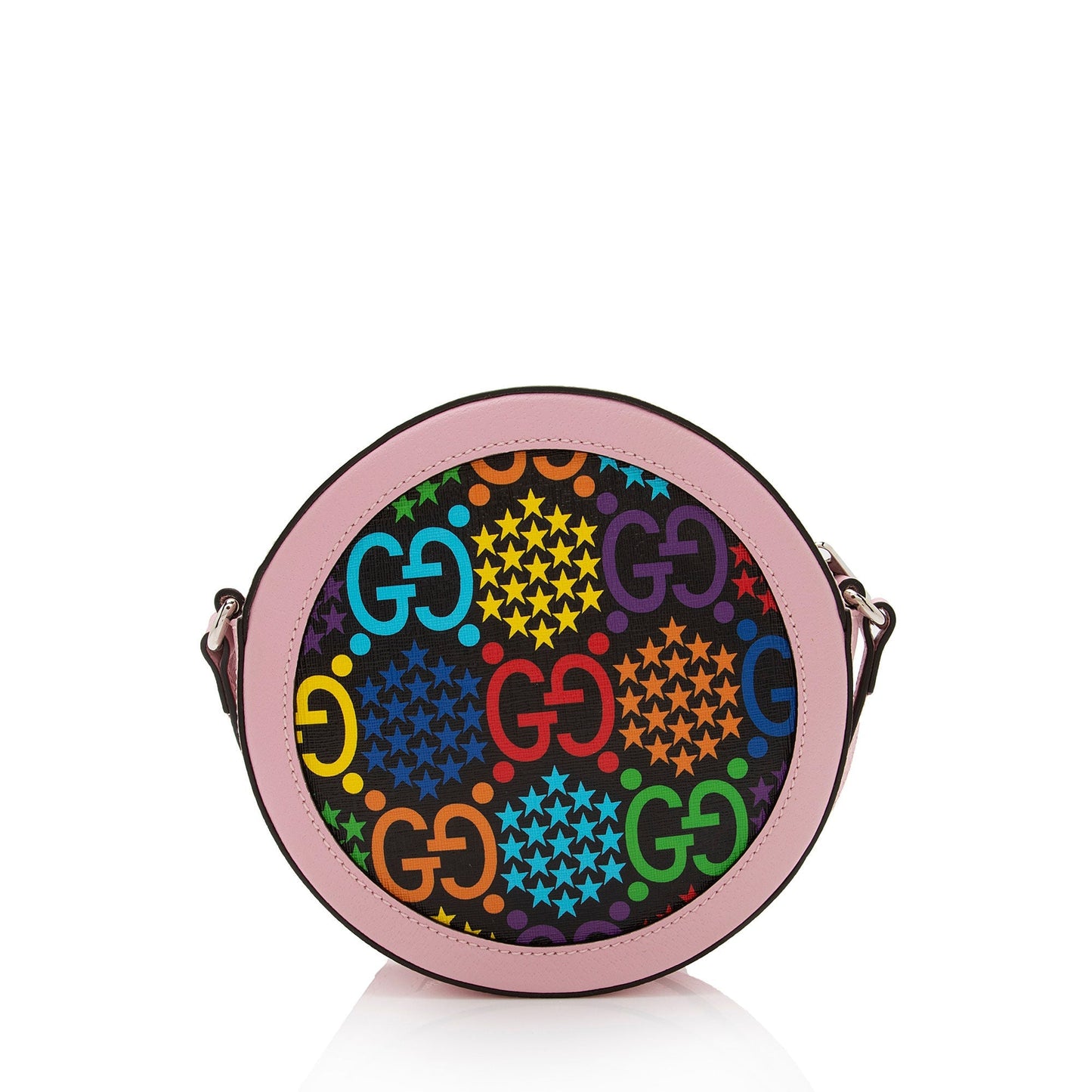 Gucci GG Supreme Psychedelic Round Leather Canvas Black Pink Crossbody Bag