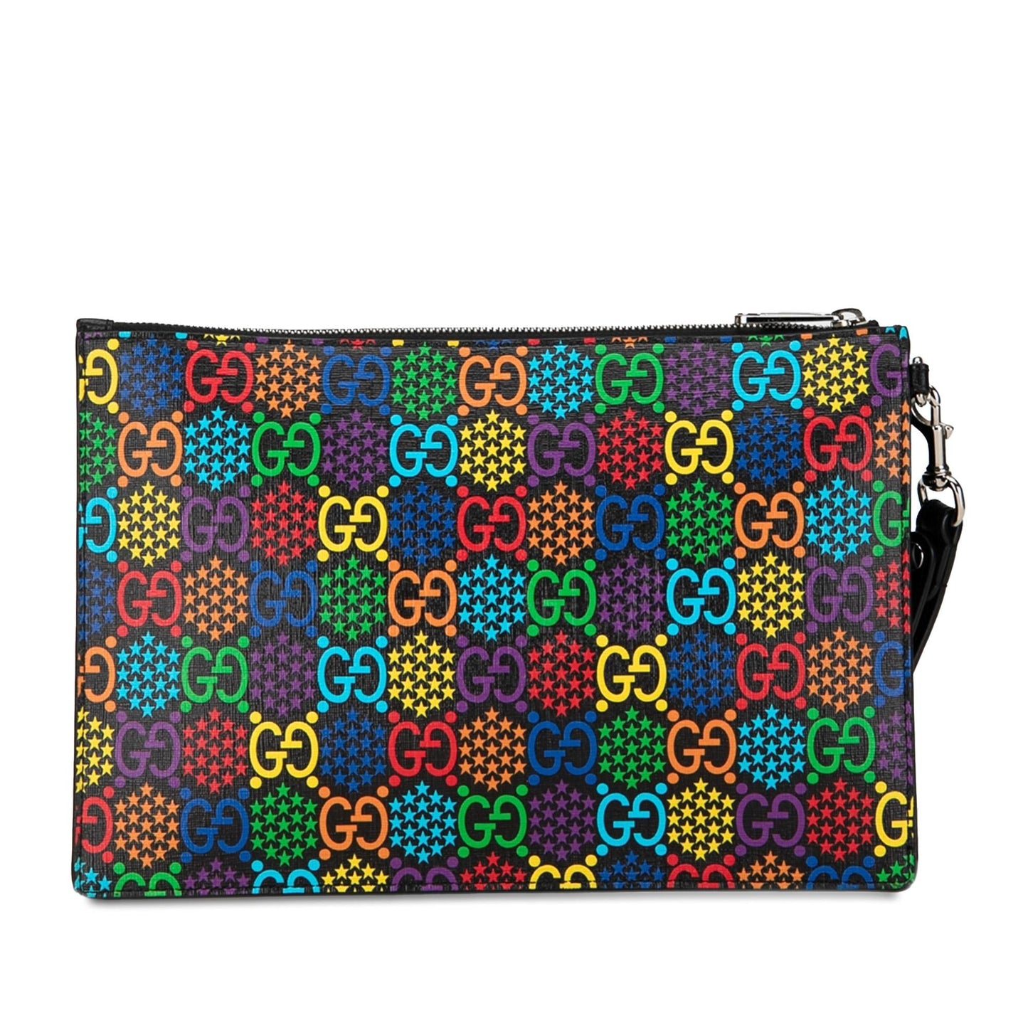 Gucci GG Supreme Psychedelic Zip SHG-BbyHzE Canvas Calf Black Clutch Bag