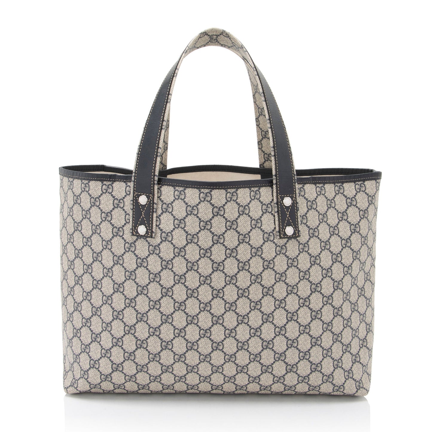 Gucci GG Supreme Signature Web Loop Leather Canvas Blue Medium Tote Bag