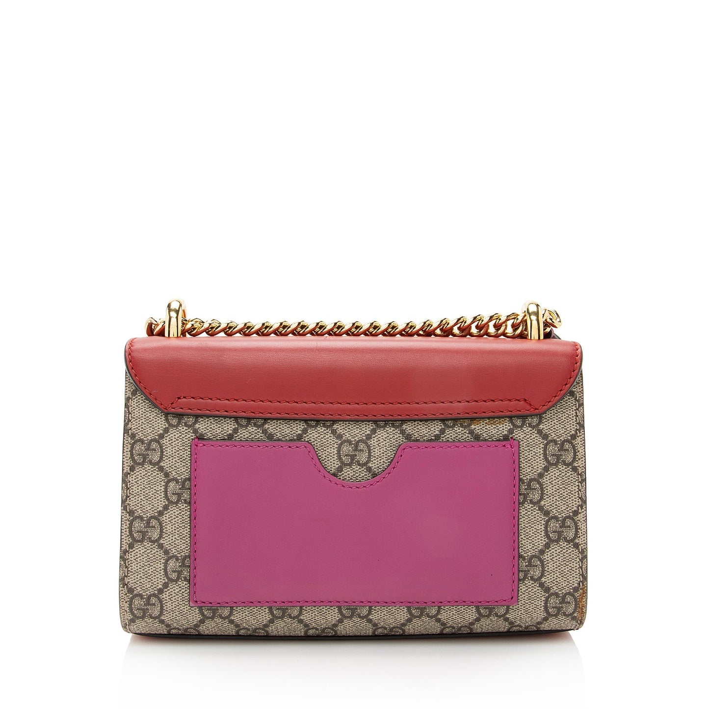 Gucci GG Supreme Padlock SHF Leather Canvas Beige Red Crossbody Bag