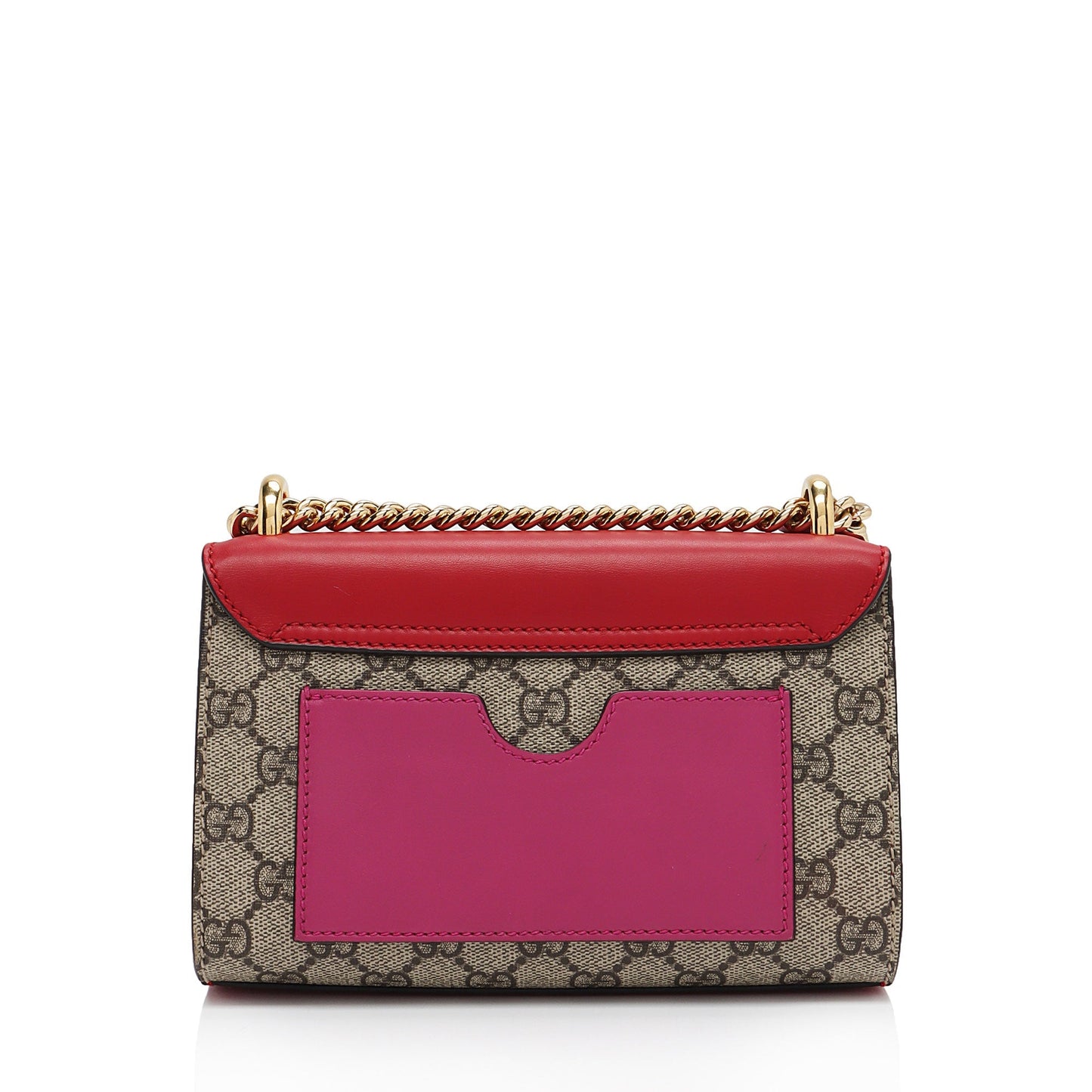 Gucci GG Supreme Padlock SHF-121XFL Leather Canvas Beige Red Crossbody Bag