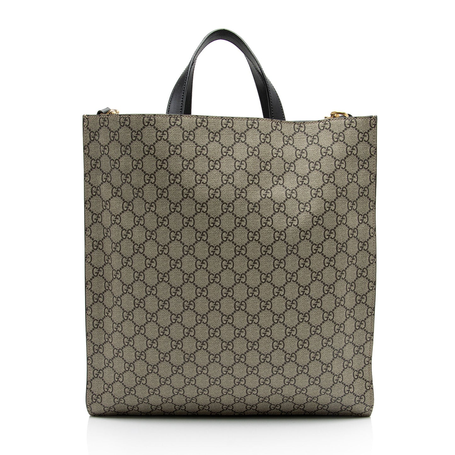 Gucci GG Supreme Soft Angry Cat Leather Canvas Black Beige Tote Bag