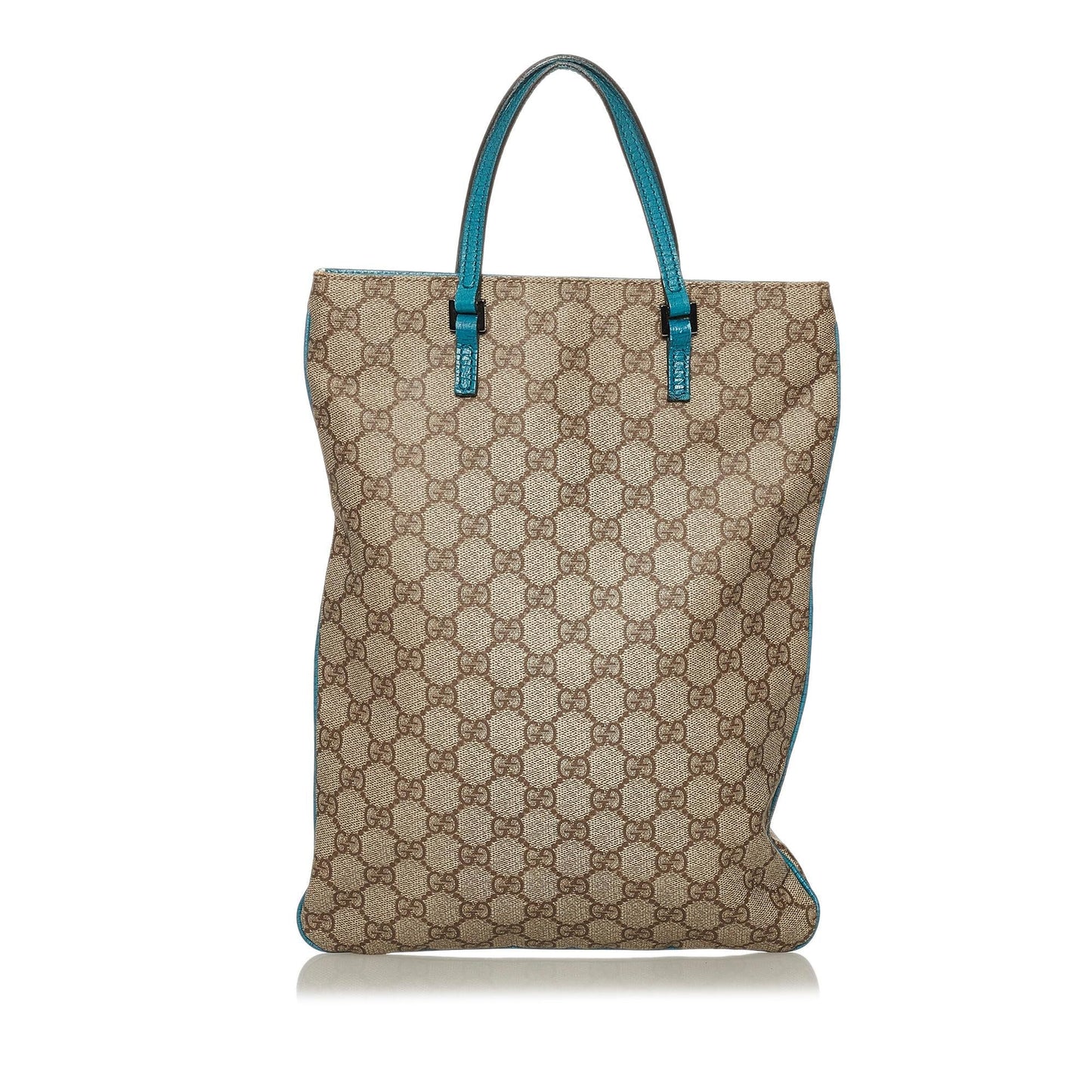 Gucci GG Supreme SHG Canvas Calf Brown Blue Tote Bag