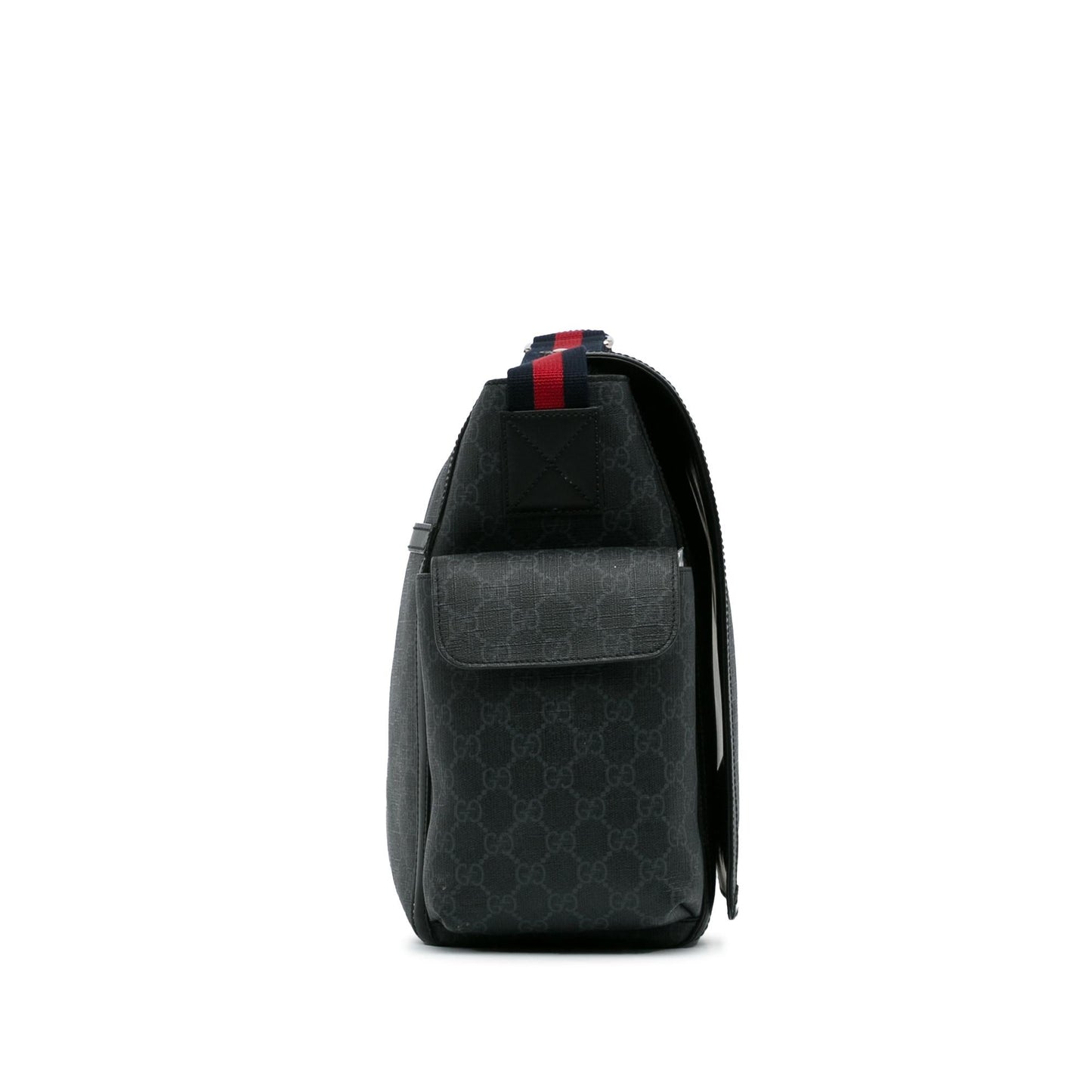 Gucci GG Supreme Web Diaper Canvas Black Crossbody Bag