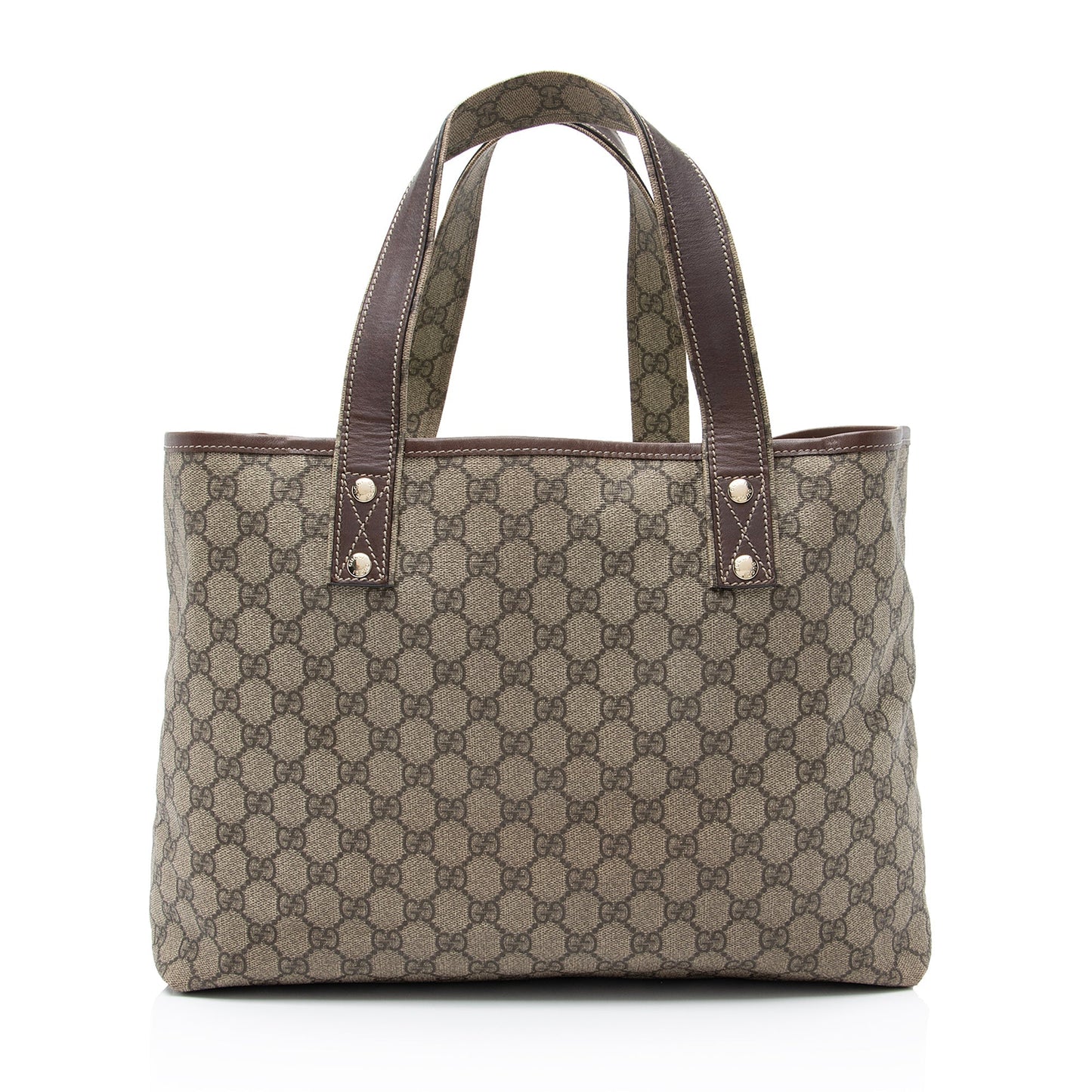 Gucci GG Supreme Web Loop E Leather Canvas Nylon Brown Tote Bag Tote Shf