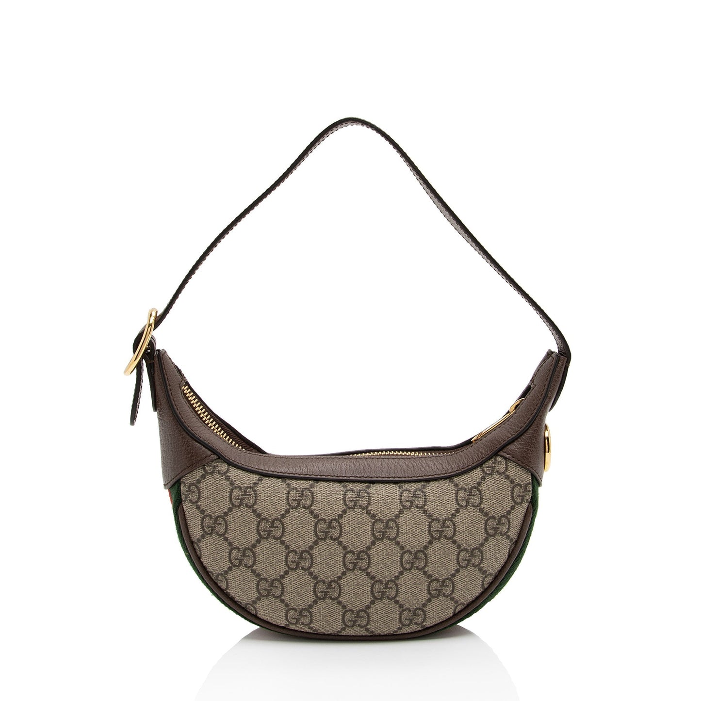 Gucci GG Supreme Web Ophidia Half Leather Canvas Nylon Brown Shoulder Bag Shf F30Bq3