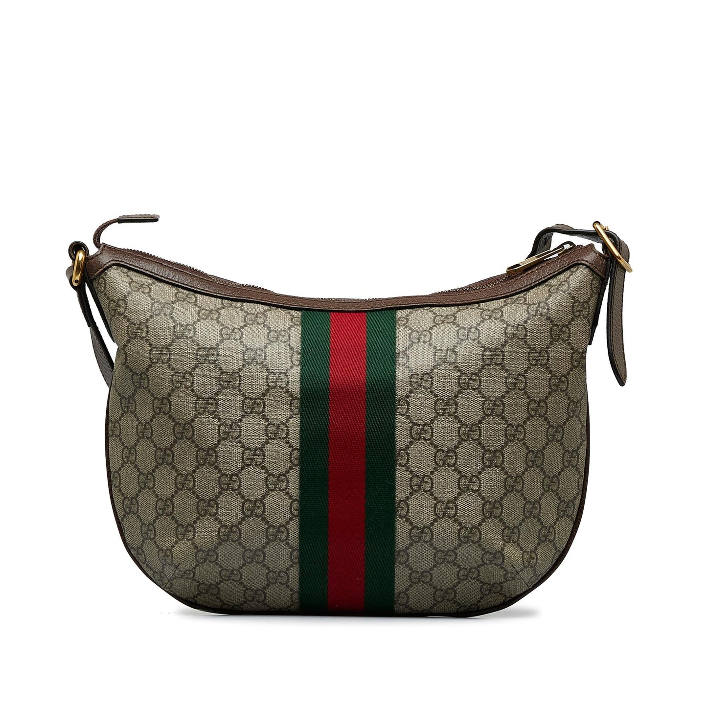 Gucci GG Supreme Web Ophidia Half Canvas Brown Crossbody Bag Shg Fsv2Pz