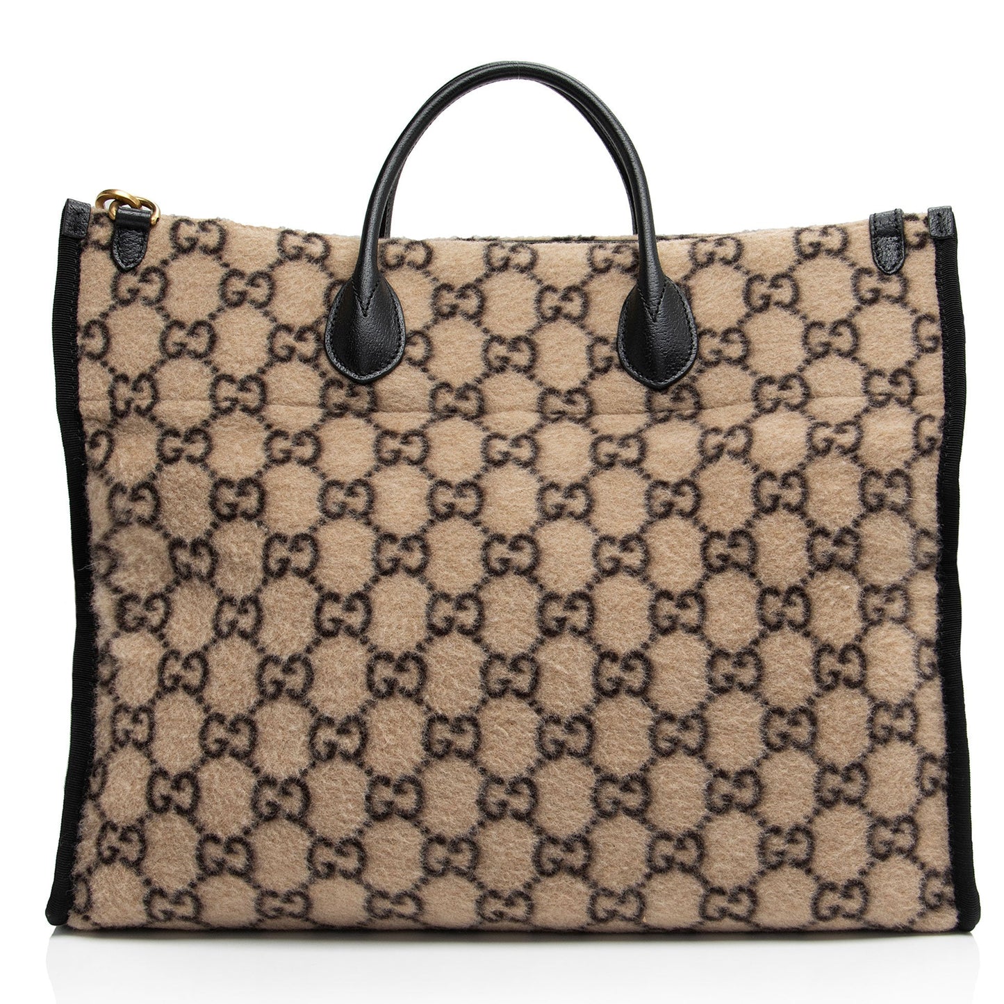 Gucci GG Wool Shopping SHF-SJaOJQ Leather Nylon Black Beige Tote Bag
