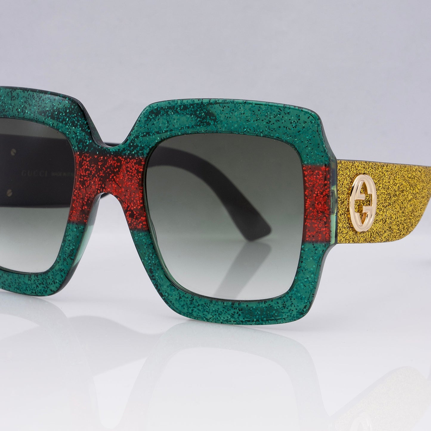 Gucci Glitter Web Interlocking G Square Red Green Accessory
