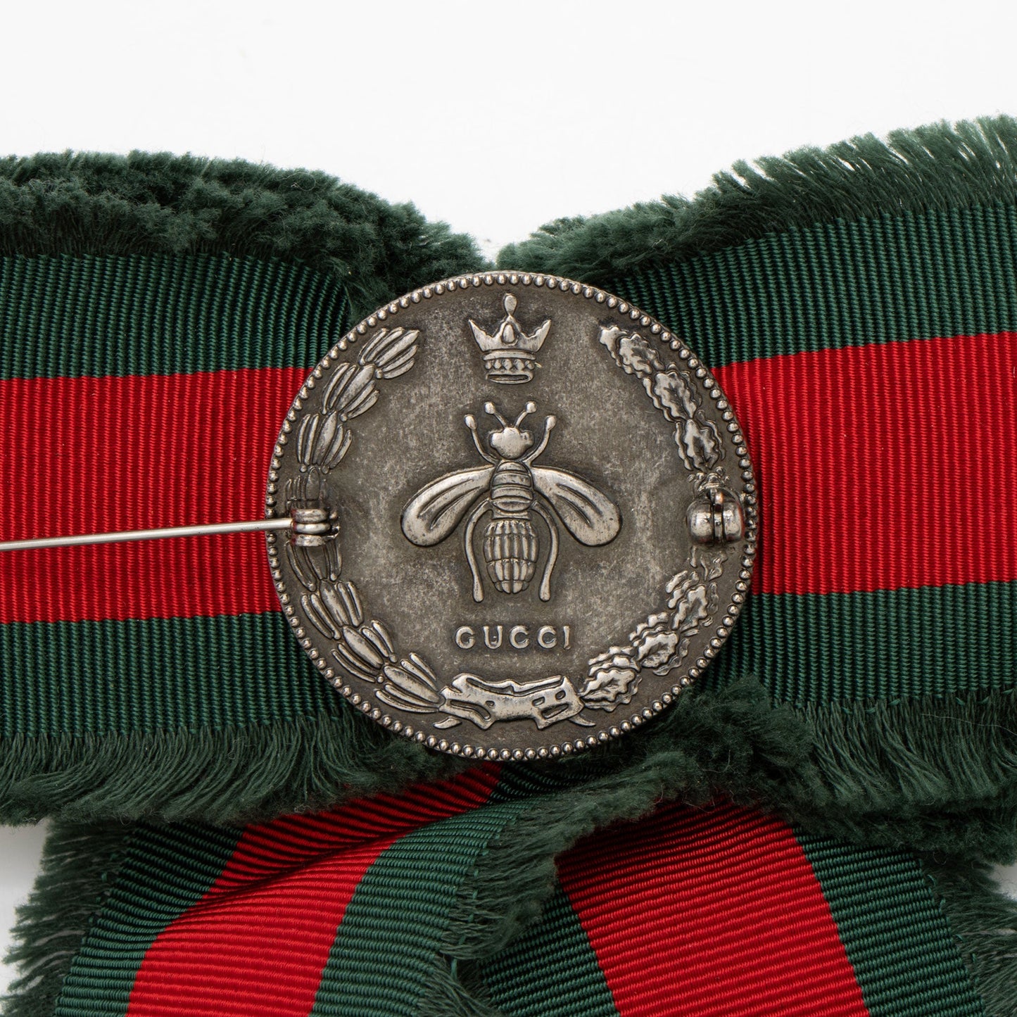 Gucci Grosgrain Web Pearl Crystal Bow Nylon Red Green Handbag