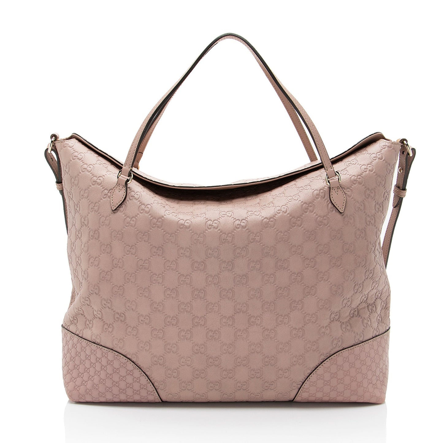 Gucci Guccissima Bree Fold Over Leather Pink Medium Tote Bag