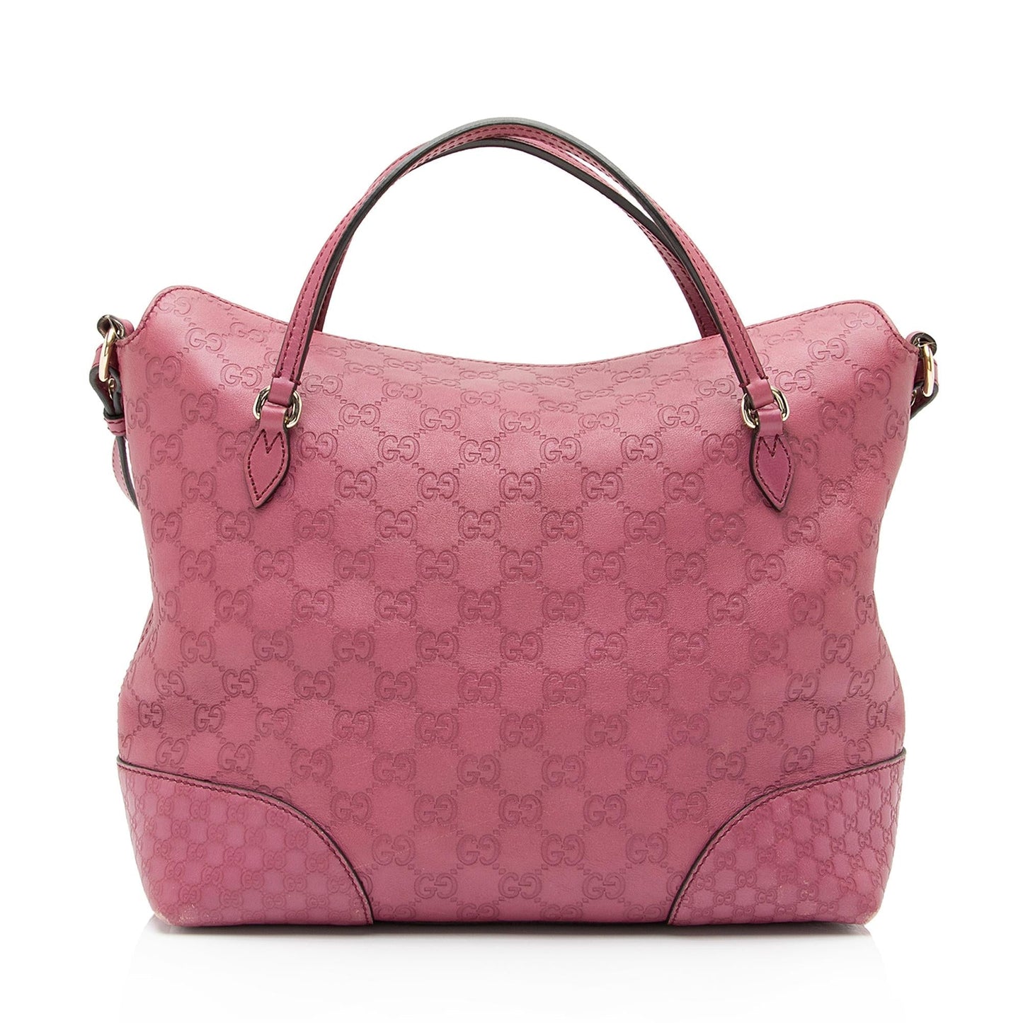 Gucci Guccissima Bree Fold Over SHF Leather Pink Tote Bag