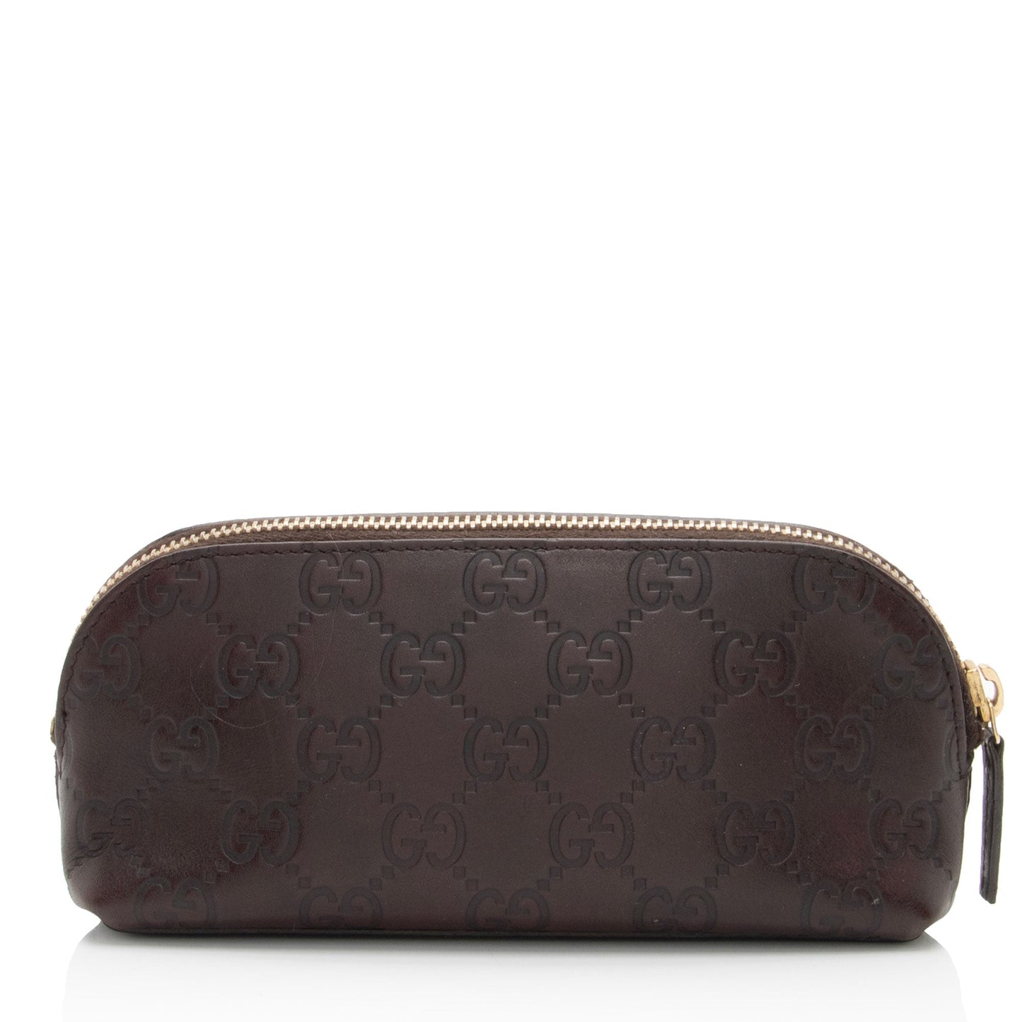 Gucci Guccissima Cosmetic Pouch SHF-gdae9s Leather Brown Handbag