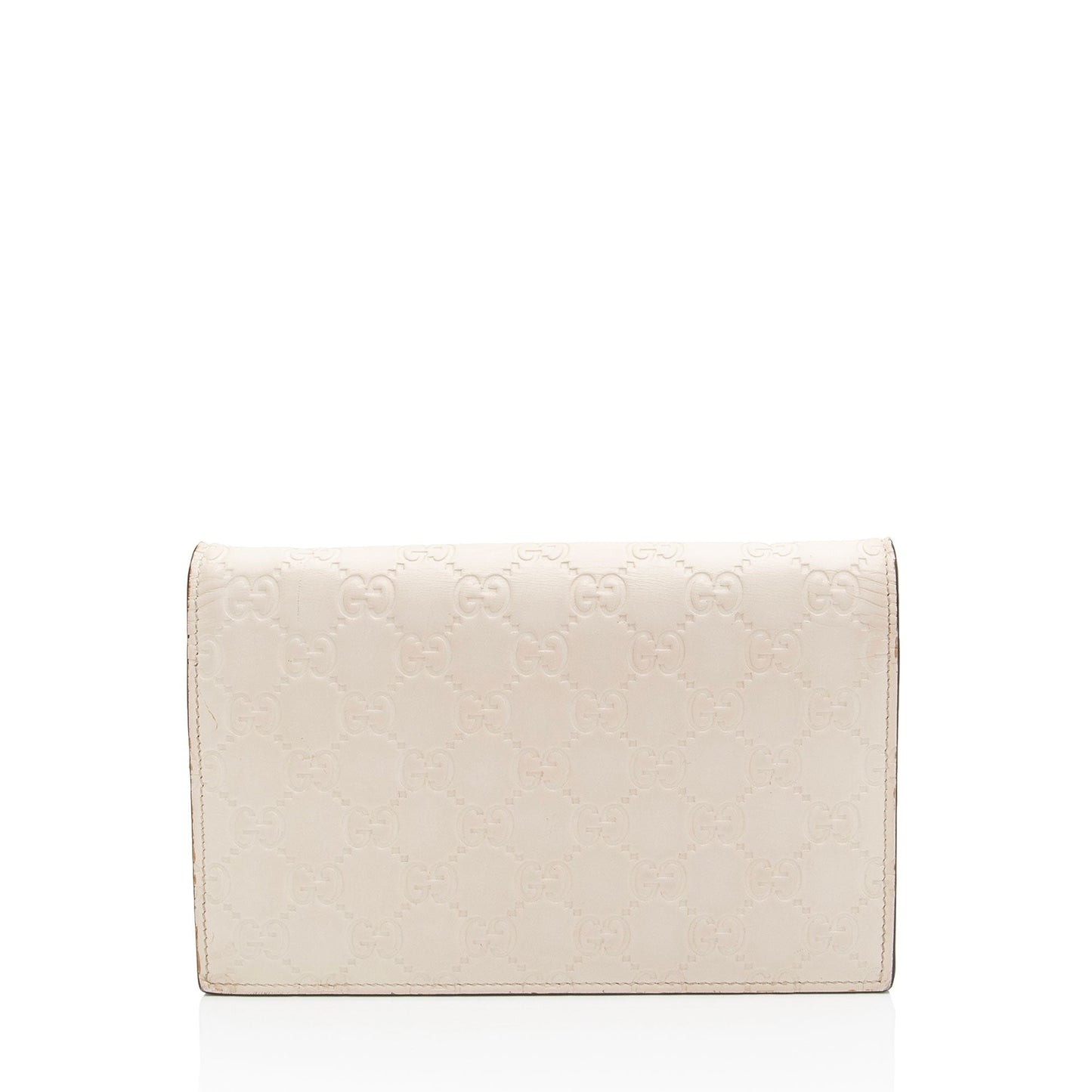 Gucci Guccissima Signature Bow Wallet on Leather White Mini Chain Crossbody Bag Shf Ojrdde