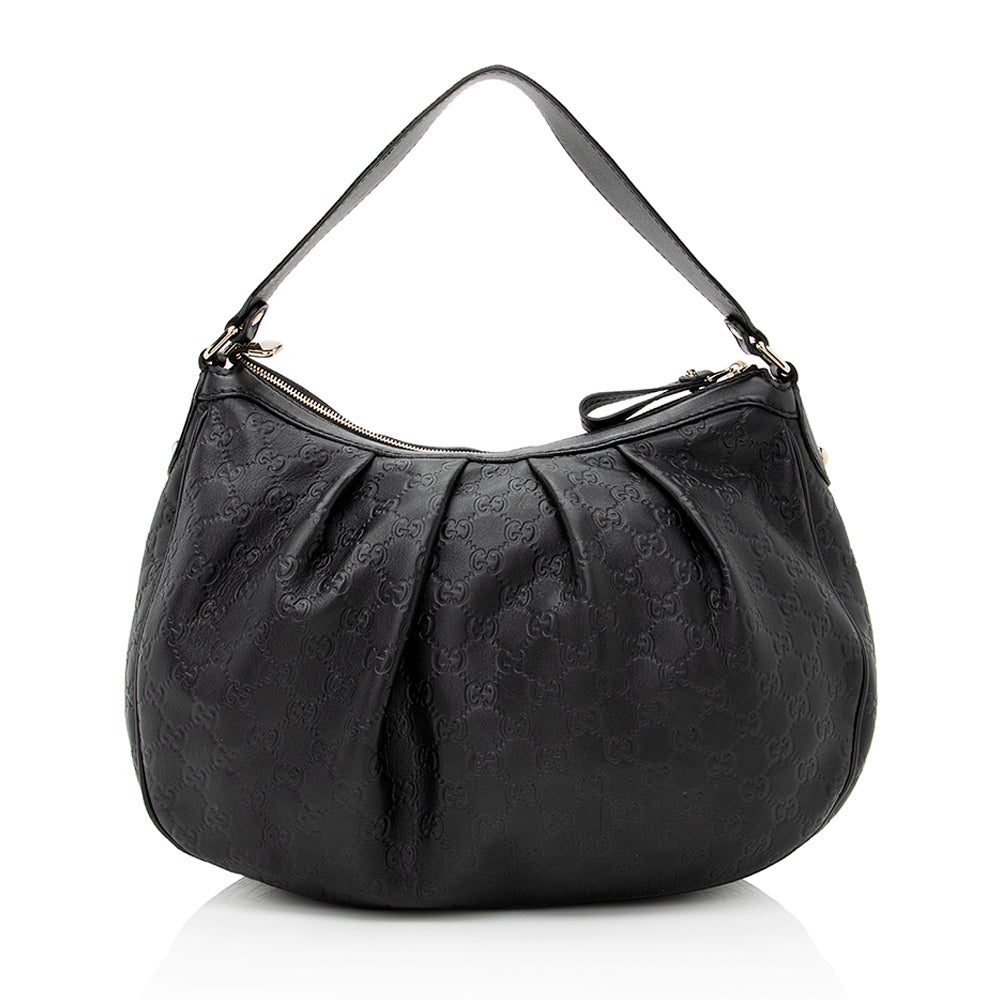 Gucci Guccissima Sukey SHF Leather Black Shoulder Bag