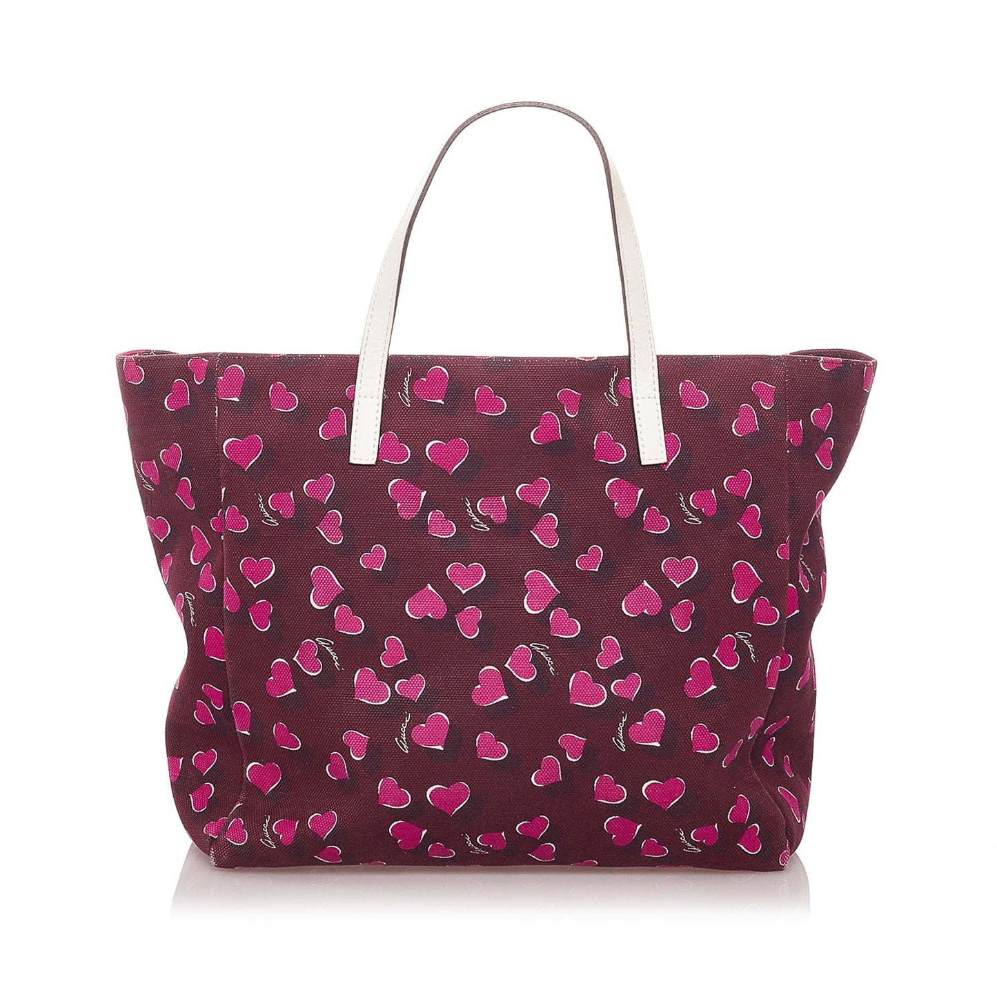 Gucci Heartbeat SHG Canvas White Red Tote Bag Bag Shg