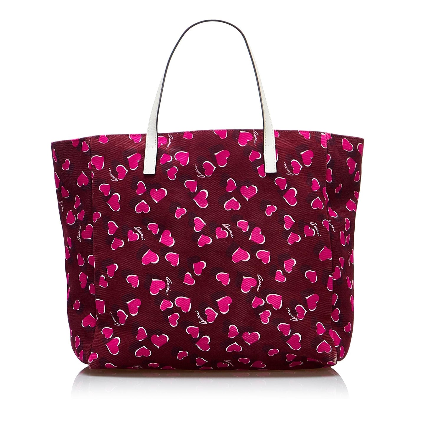 Gucci Heartbeat SHG-D3TfEz Canvas Calf White Red Tote Bag