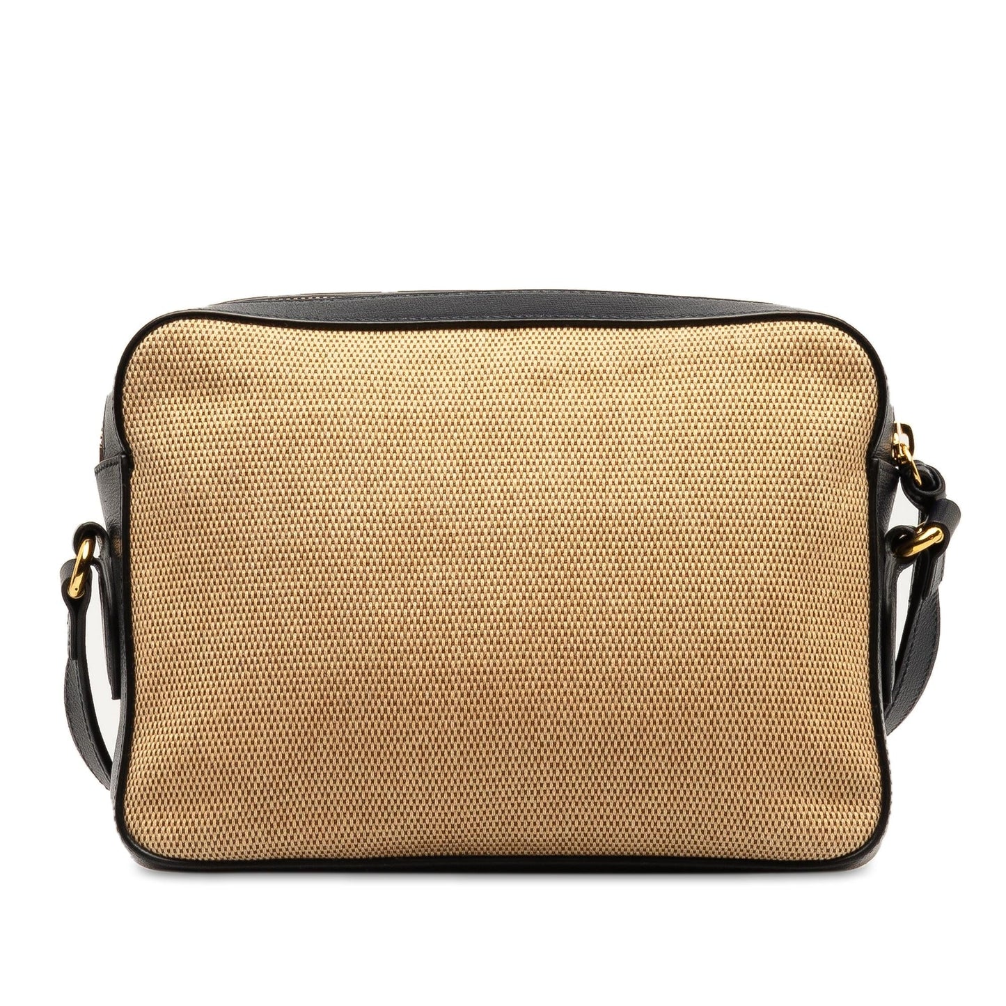 Gucci Horsebit Flap Pocket Camera Canvas Calf Black Brown Crossbody Bag Shg W83Zdn