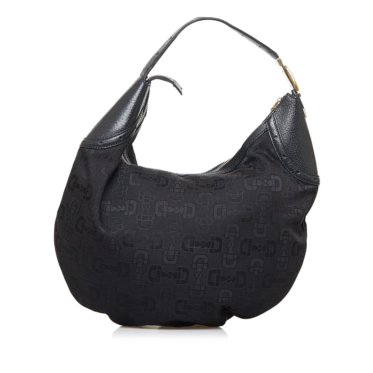 Gucci Horsebit Glam SHG-xFHs2w Canvas Calf Black Shoulder Bag