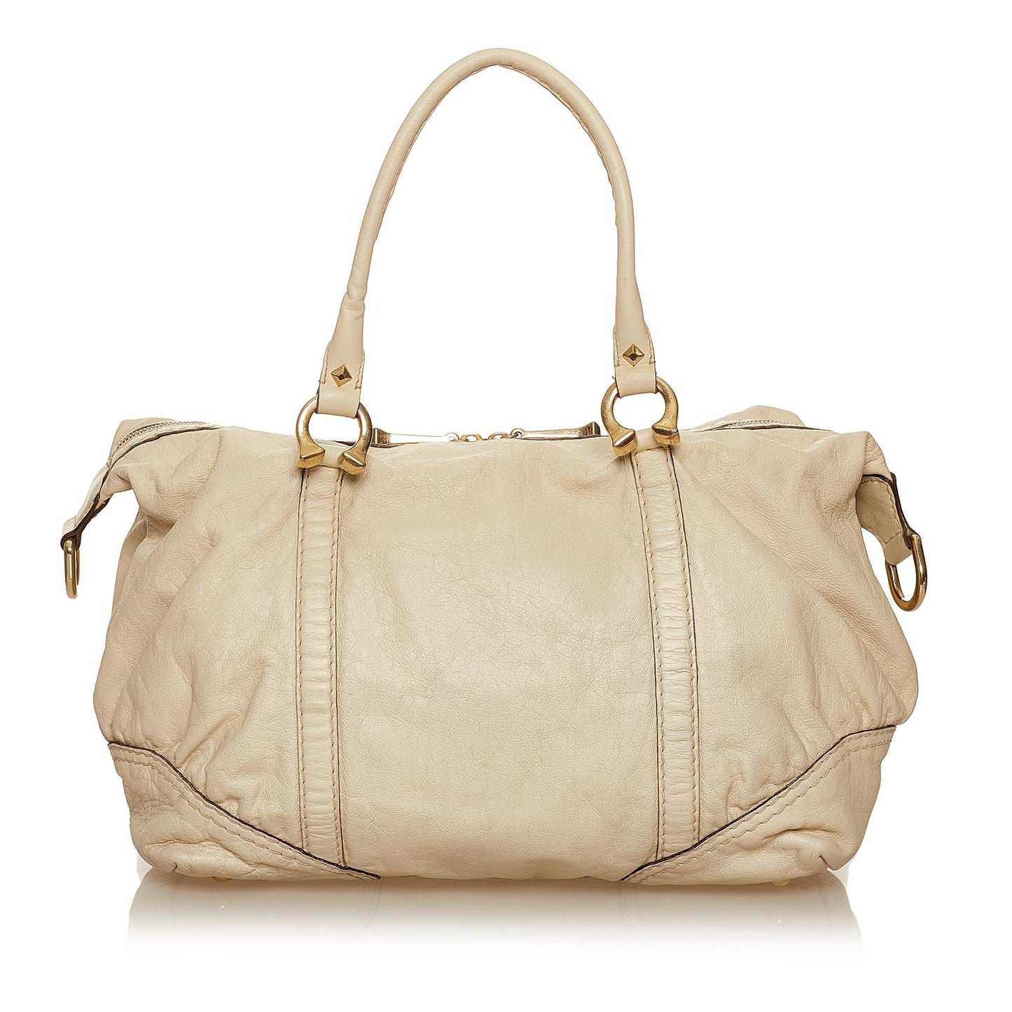 Gucci Horsebit Nail Boston SHG Leather Calf White Satchel Bag 4