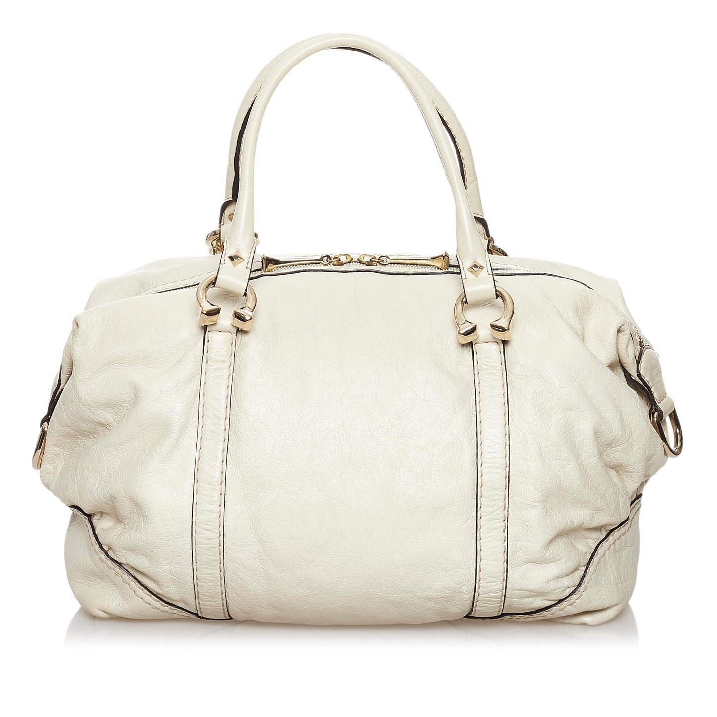 Gucci Horsebit Nail Boston SHG Leather Calf White Satchel Bag Bag Shg