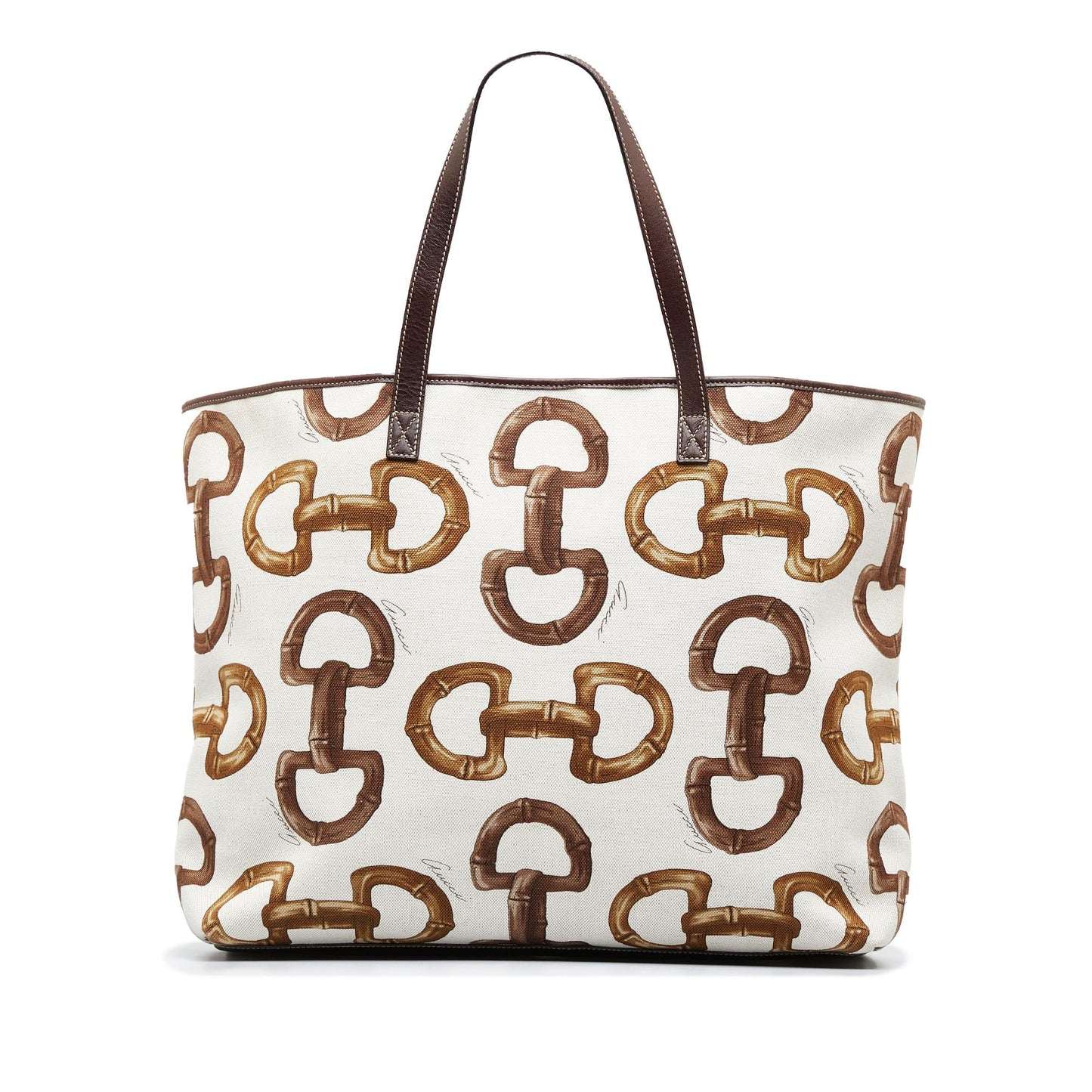 Gucci Horsebit SHG-HqQ7jb Canvas White Tote Bag