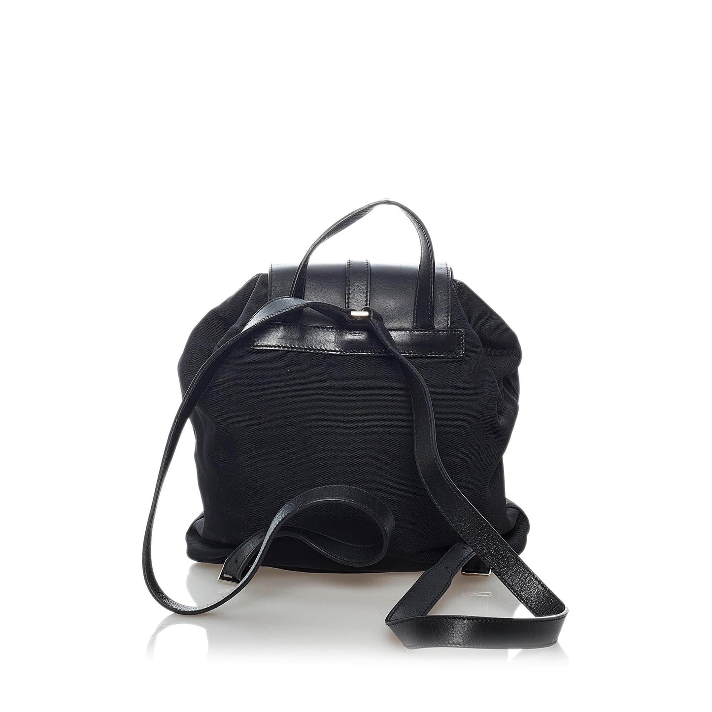 Gucci Jackie Drawstring Backpack SHG Nylon Calf Black Jewelry