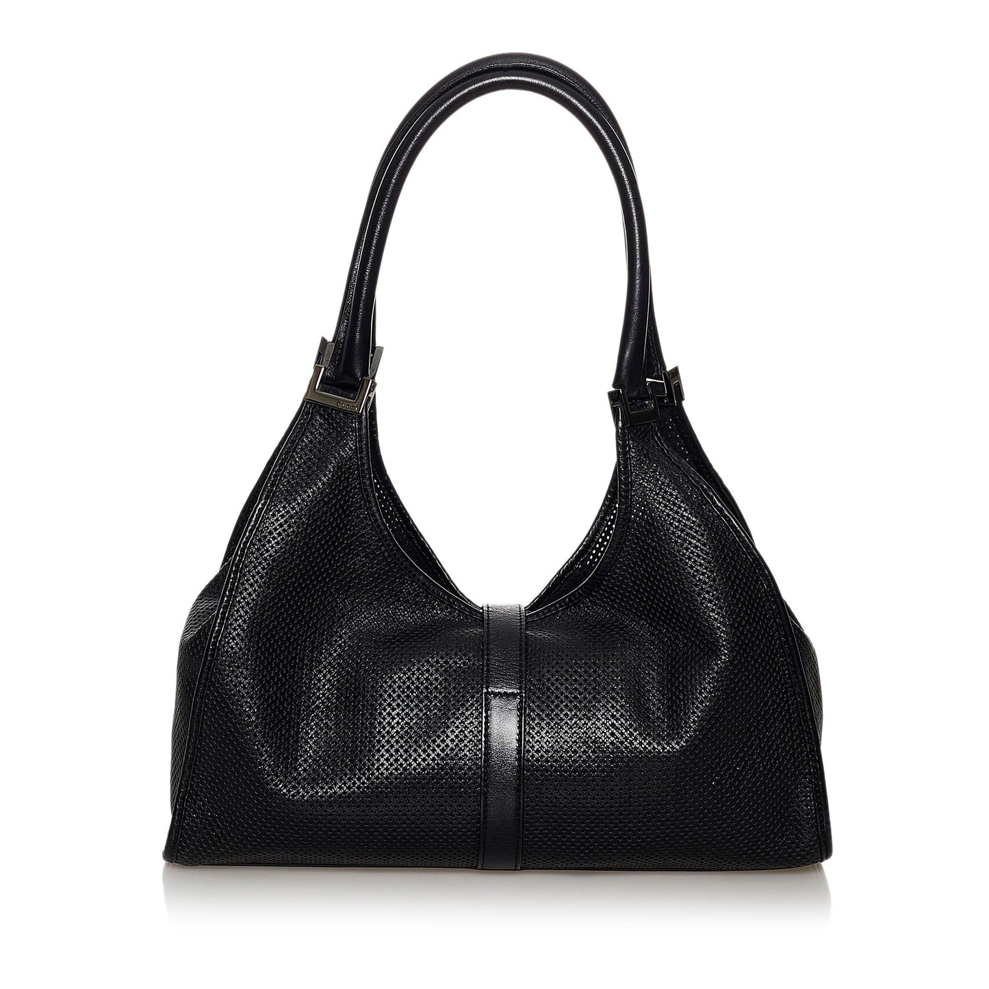 Gucci Jackie Perforated SHG Leather Calf Black Shoulder Bag