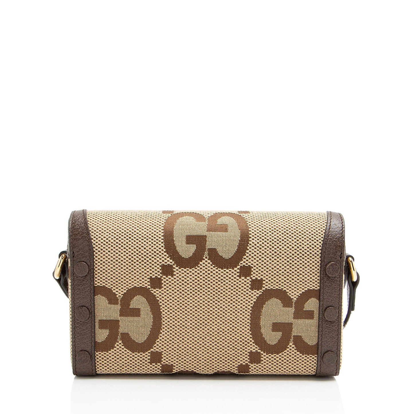 Gucci Jumbo GG Horsebit Leather Canvas Brown Mini Crossbody Bag