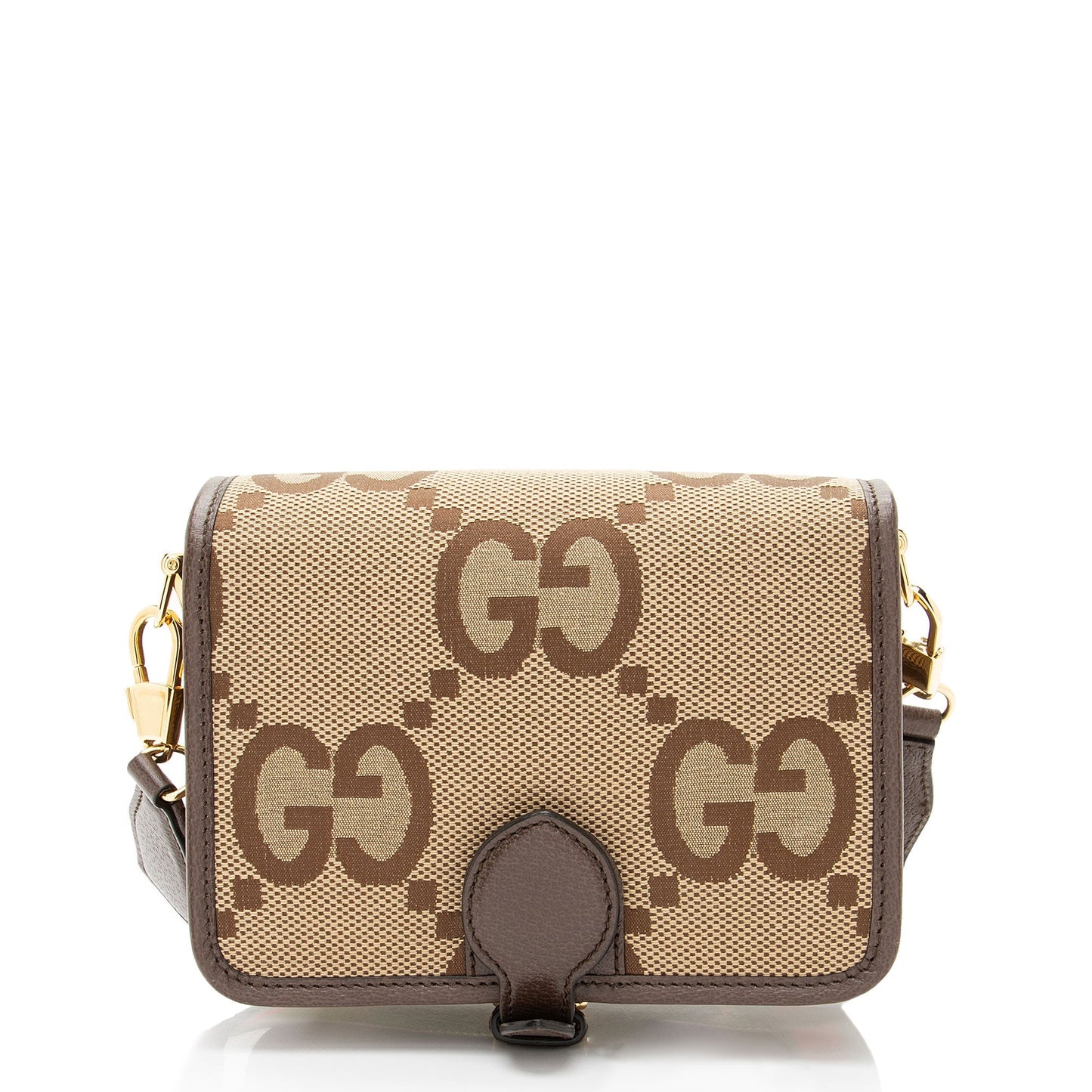 Gucci Jumbo GG Messenger Leather Canvas Nylon Brown Shoulder Bag