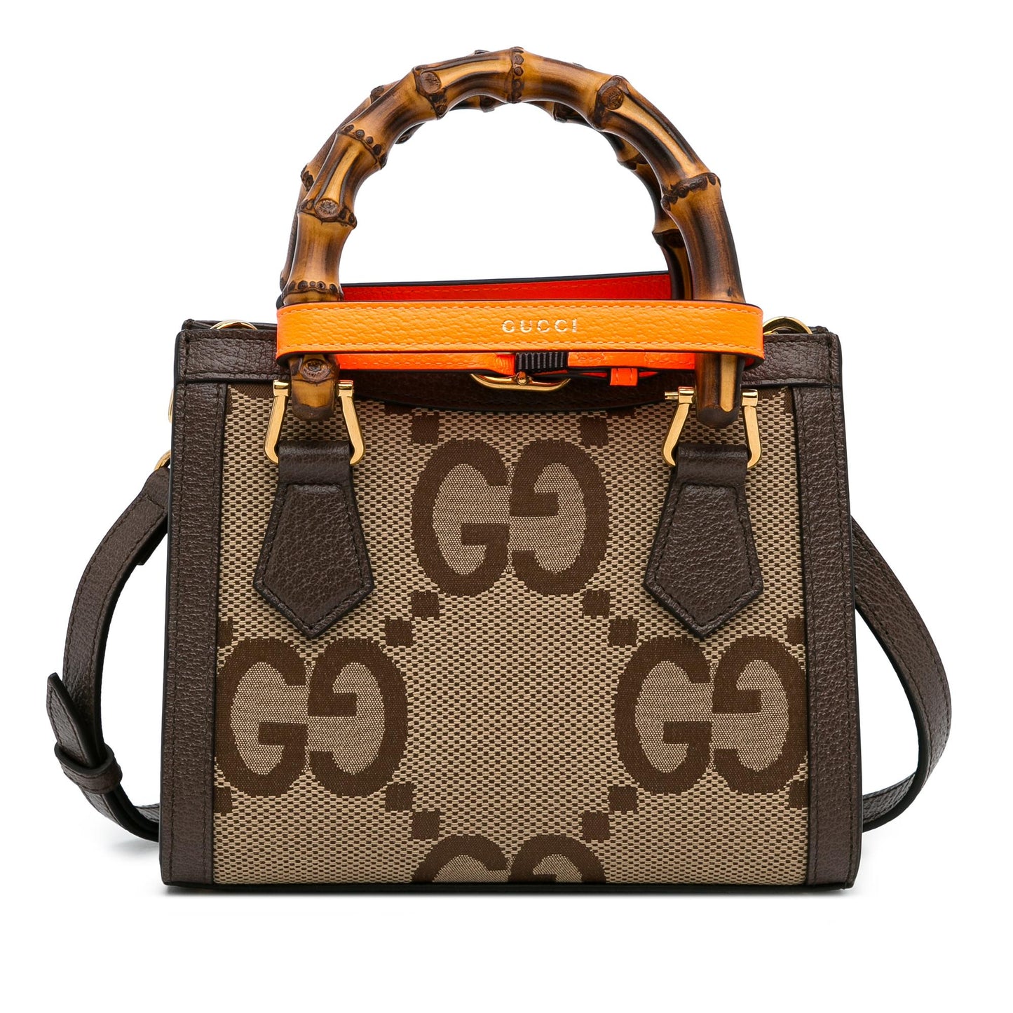 Gucci Jumbo GG Diana Bamboo SHG-19Kin2 Canvas Brown Mini Satchel Bag