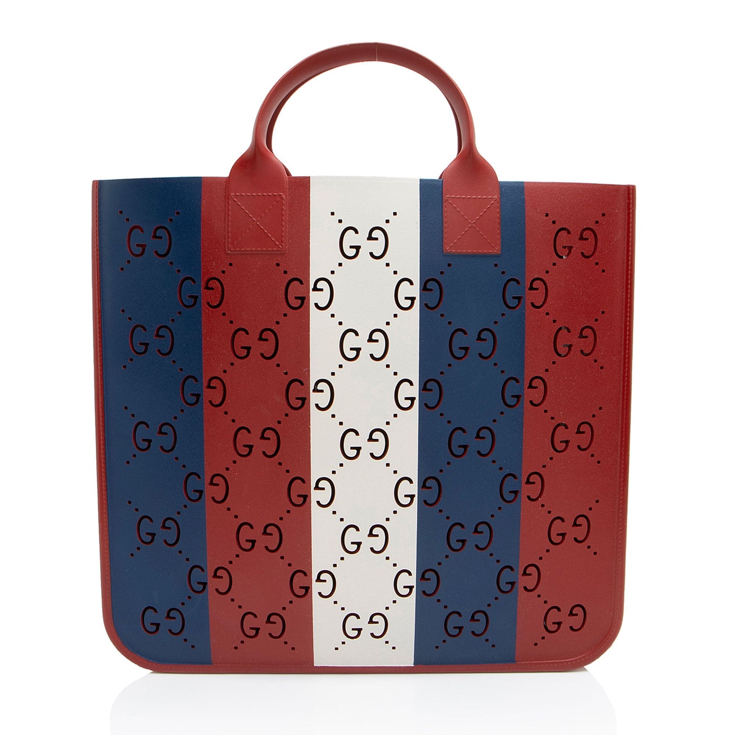 Gucci GG Perforated Rubber White Blue Red Tote Bag