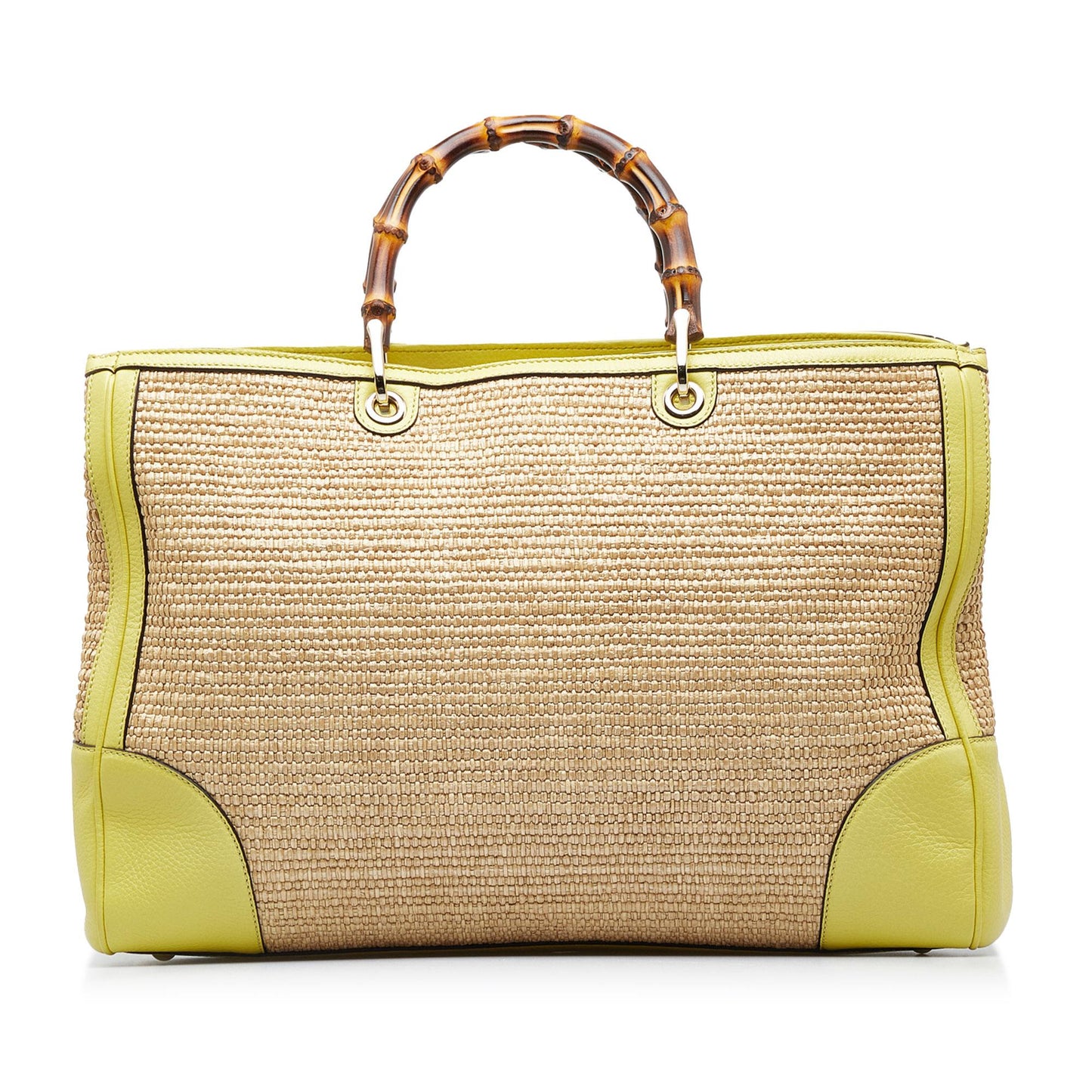 Gucci Bamboo SHG-xxZMBj Raffia Brown Large Satchel Bag