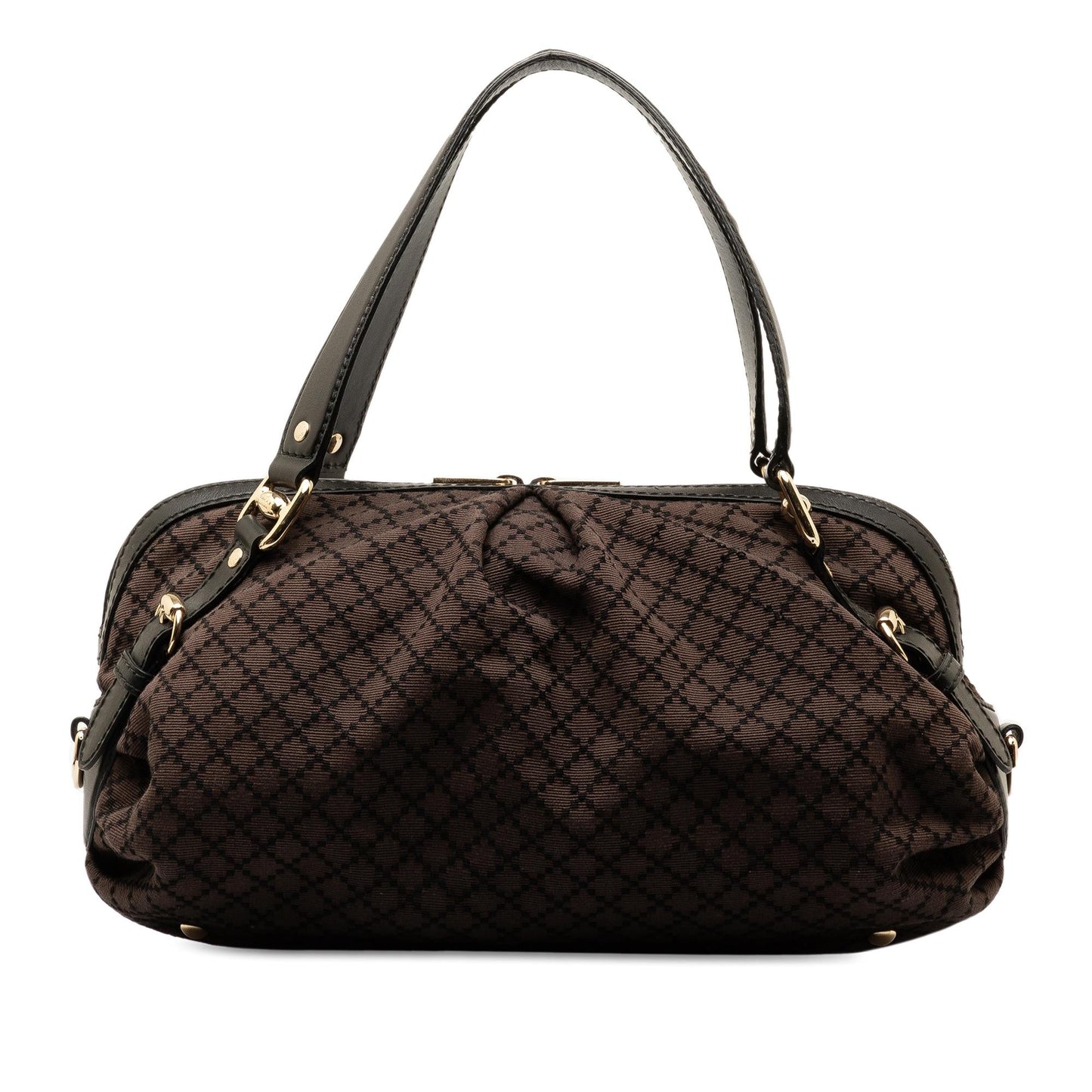 Gucci Diamante Bridle Boston SHG-5Pli7x Canvas Brown Large Shoulder Bag
