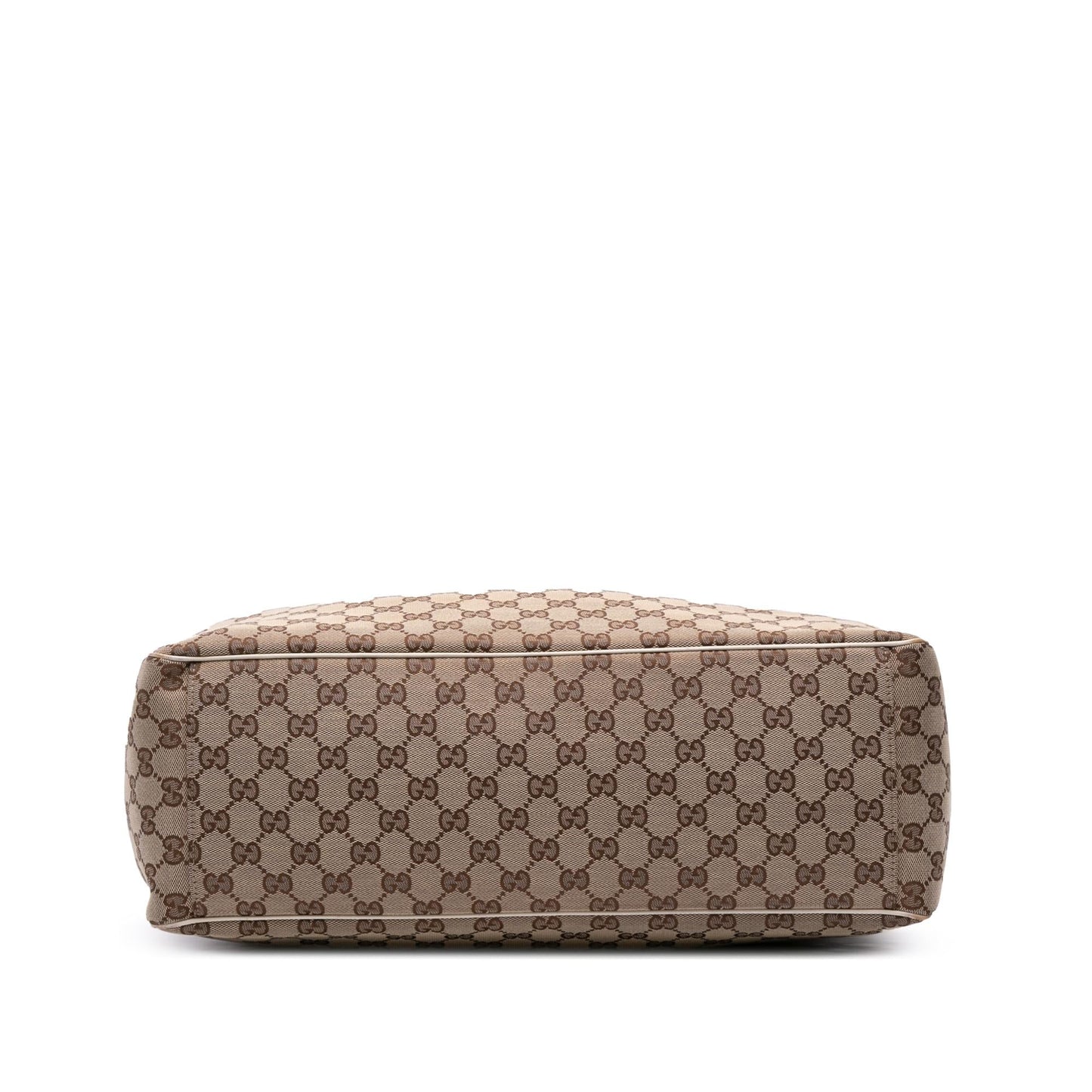 Gucci GG Positano Canvas Calf White Brown Tote Bag