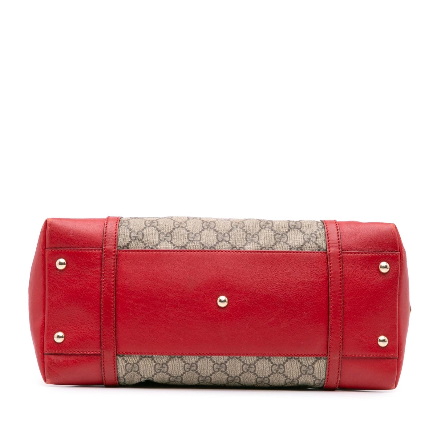 Gucci GG Supreme Nice Dome Canvas Calf Brown Red Satchel Bag