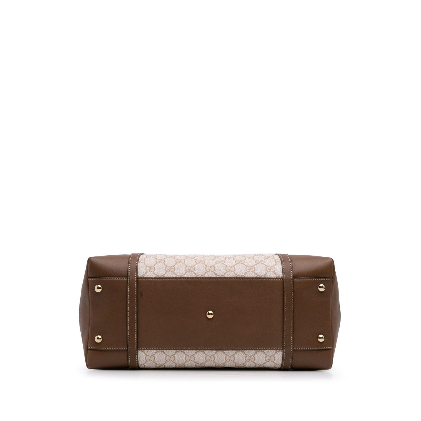 Gucci GG Supreme Nice Dome Canvas Calf Brown Large Satchel Bag