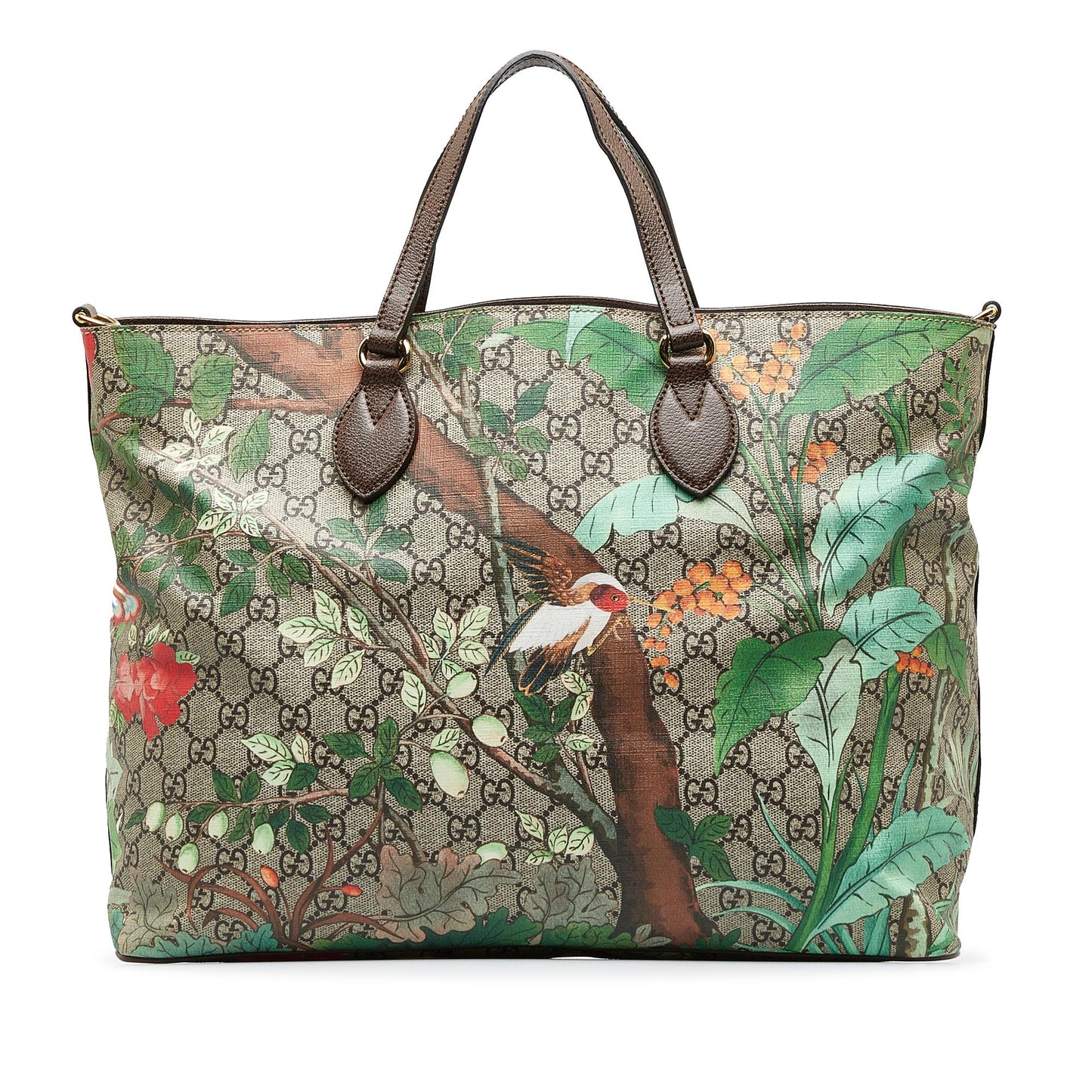 Gucci GG Supreme Tian Soft Convertible Canvas Brown Large Tote Bag