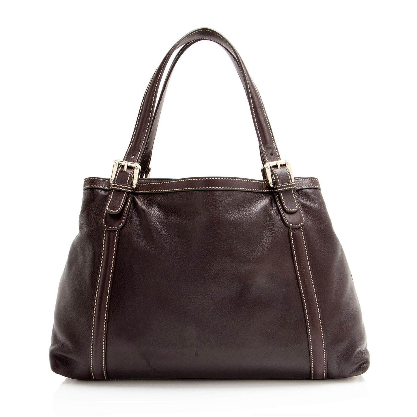 Gucci Britt Leather Nylon Brown Medium Tote Bag