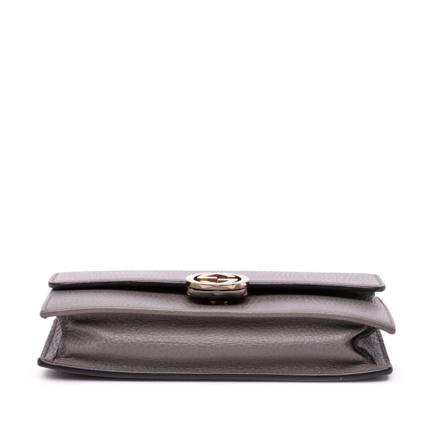 Gucci Interlocking G Dollar Wallet on Leather Calf Grey Chain Crossbody Bag