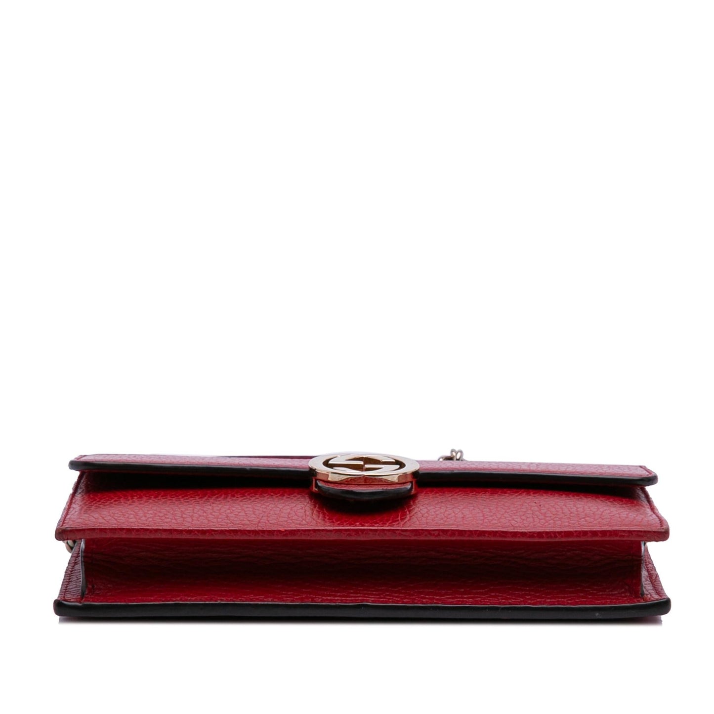 Gucci Interlocking G Dollar Wallet on Leather Calf Red Chain Crossbody Bag