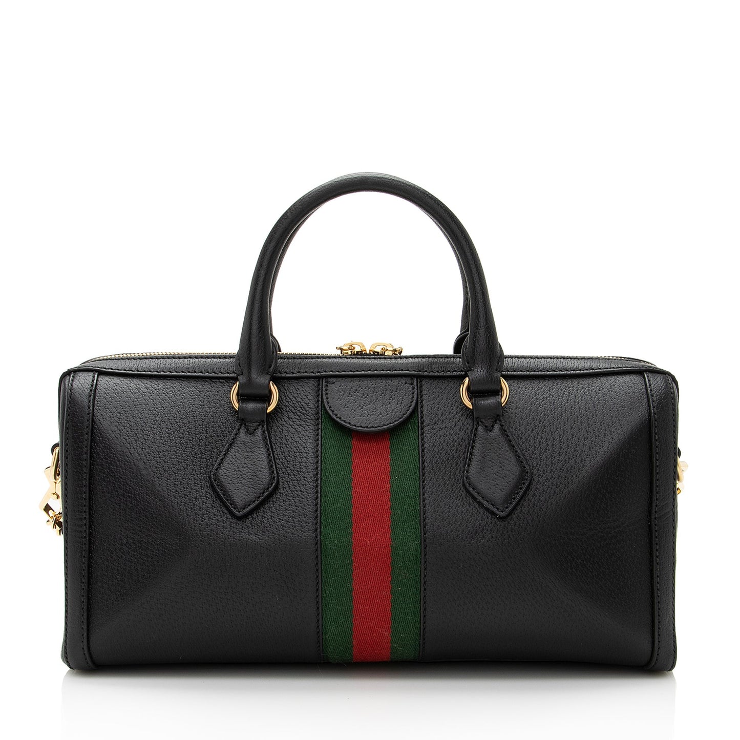 Gucci Ophidia Boston SHF Leather Nylon Black Medium Satchel Bag