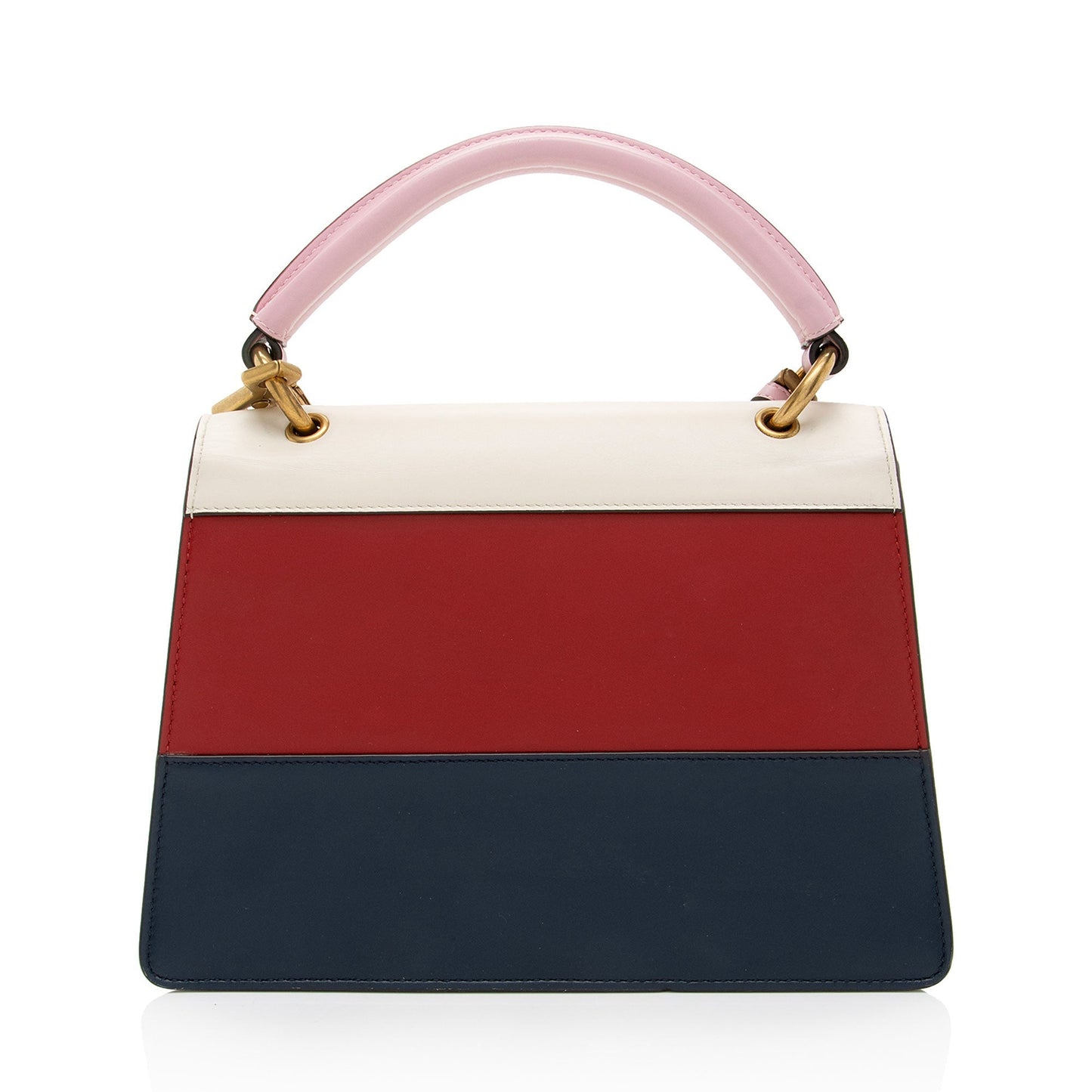 Gucci Queen Margaret Top Handle Leather Nylon White Blue Satchel Bag