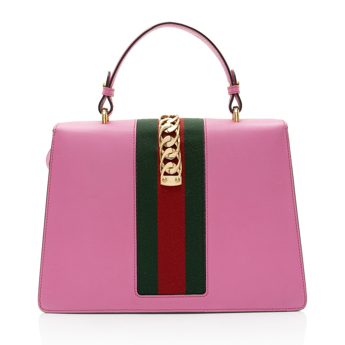 Gucci Sylvie Top Handle SHF-h0LvZF Leather Nylon Pink Medium Satchel Bag