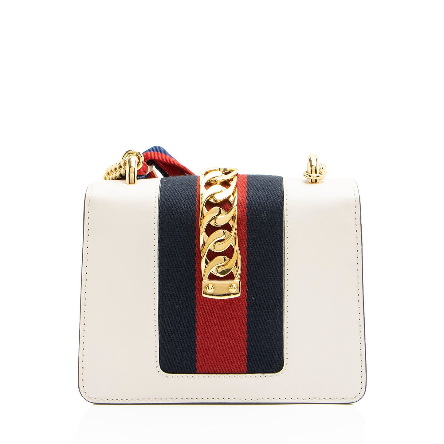 Gucci Sylvie Chain Leather Nylon White Mini Shoulder Bag