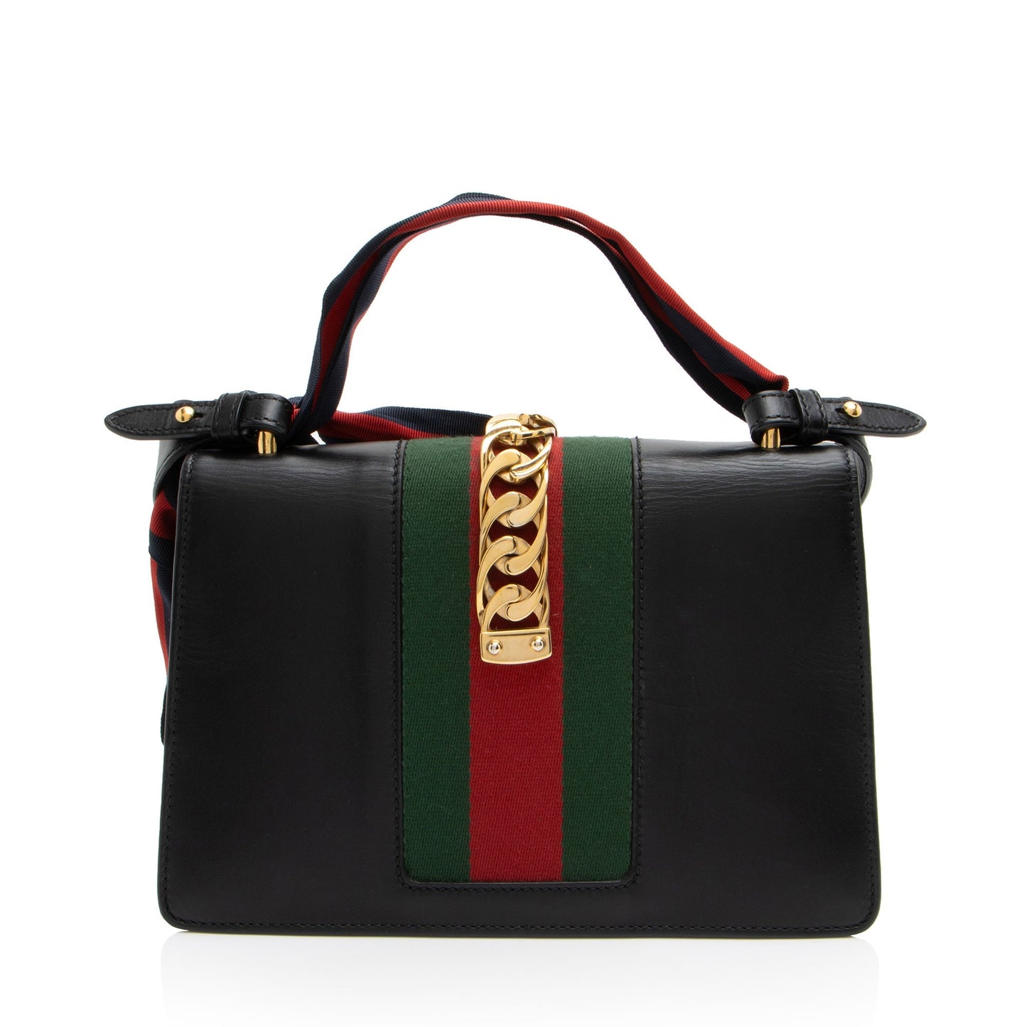 Gucci Sylvie Leather Nylon Black Small Shoulder Bag