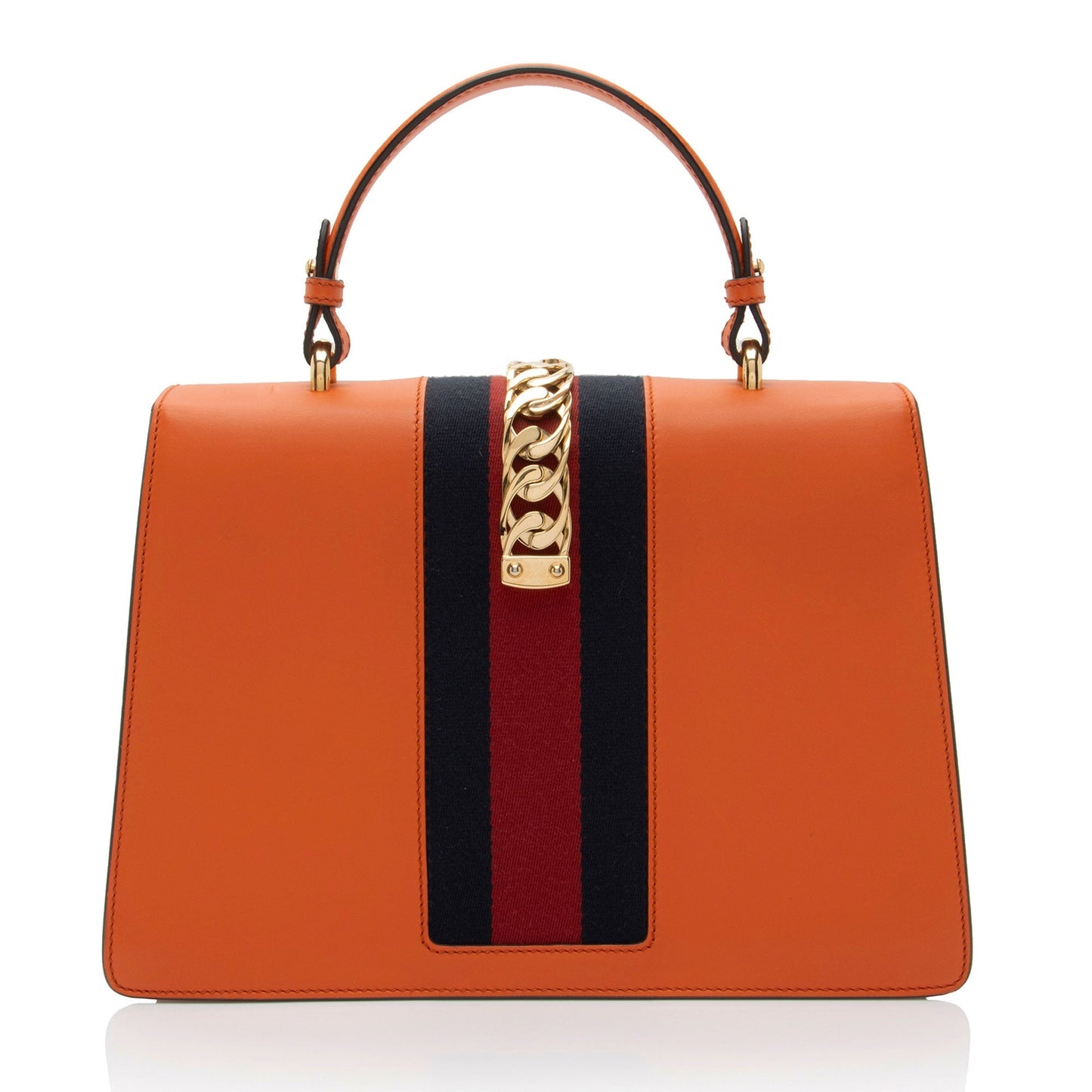 Gucci Sylvie Top Handle SHF-PUOoAN Leather Nylon Orange Medium Satchel Bag