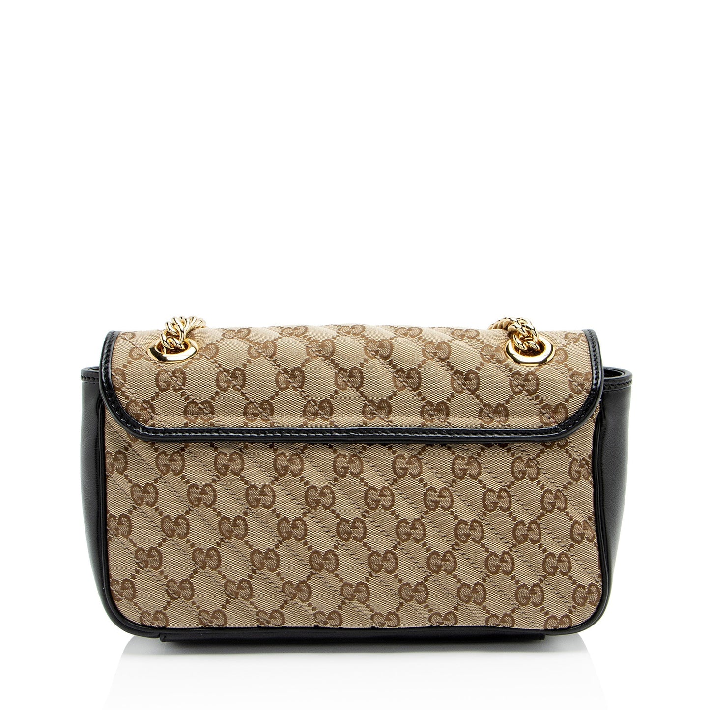 Gucci GG Marmont Flap Matelasse Leather Canvas Black Crossbody Bag Shoulder Bag