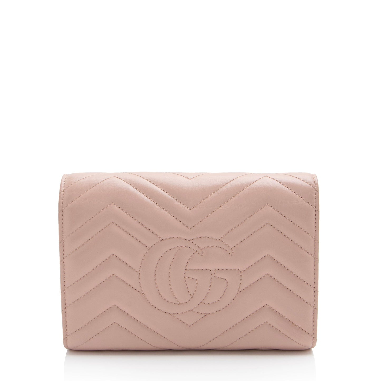 Gucci GG Marmont Wallet on Matelasse Leather Pink Chain Crossbody Bag